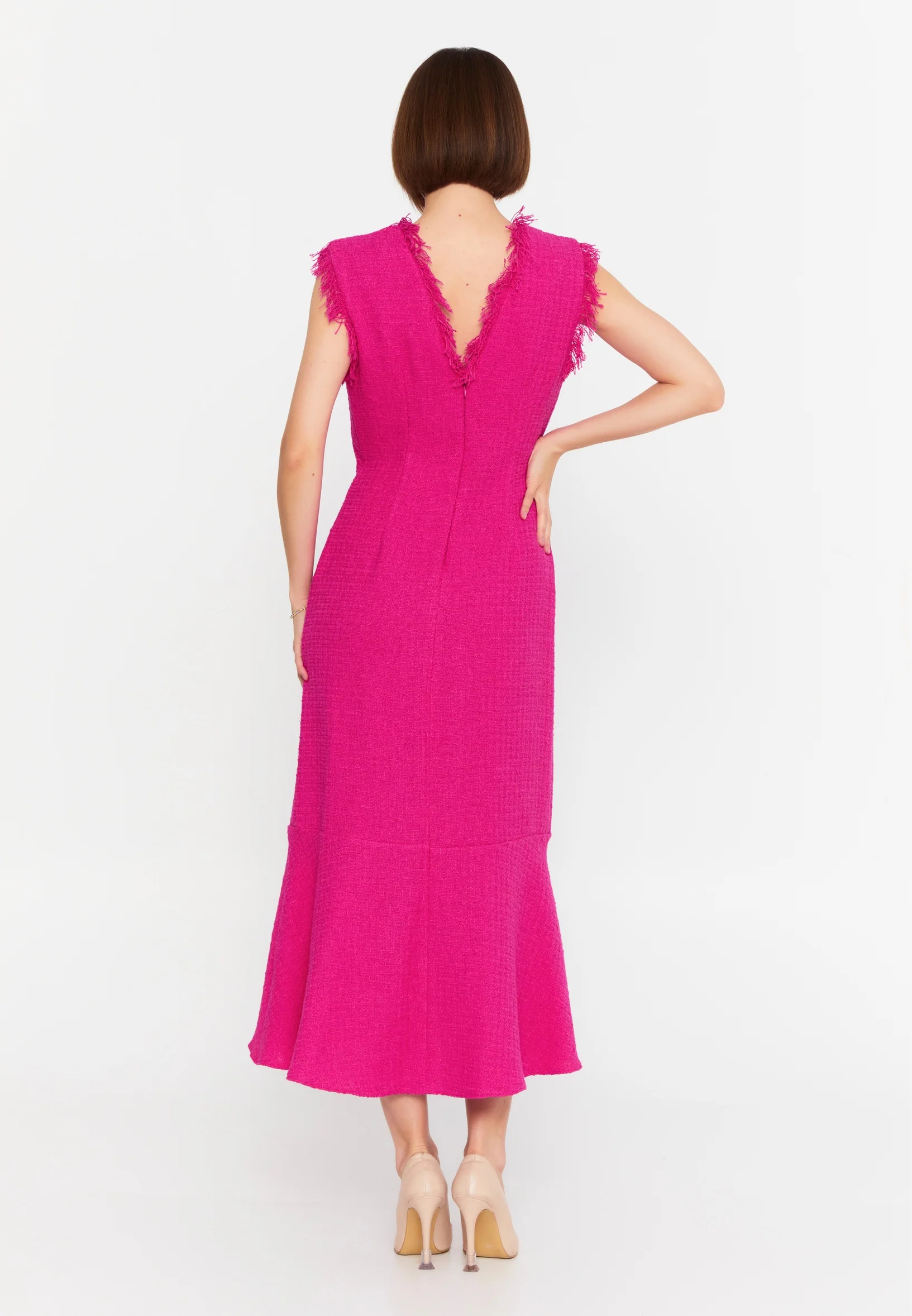 Sleeveless Midi Linen Column Regular Casual Dress kmy25y40710 - Image 2