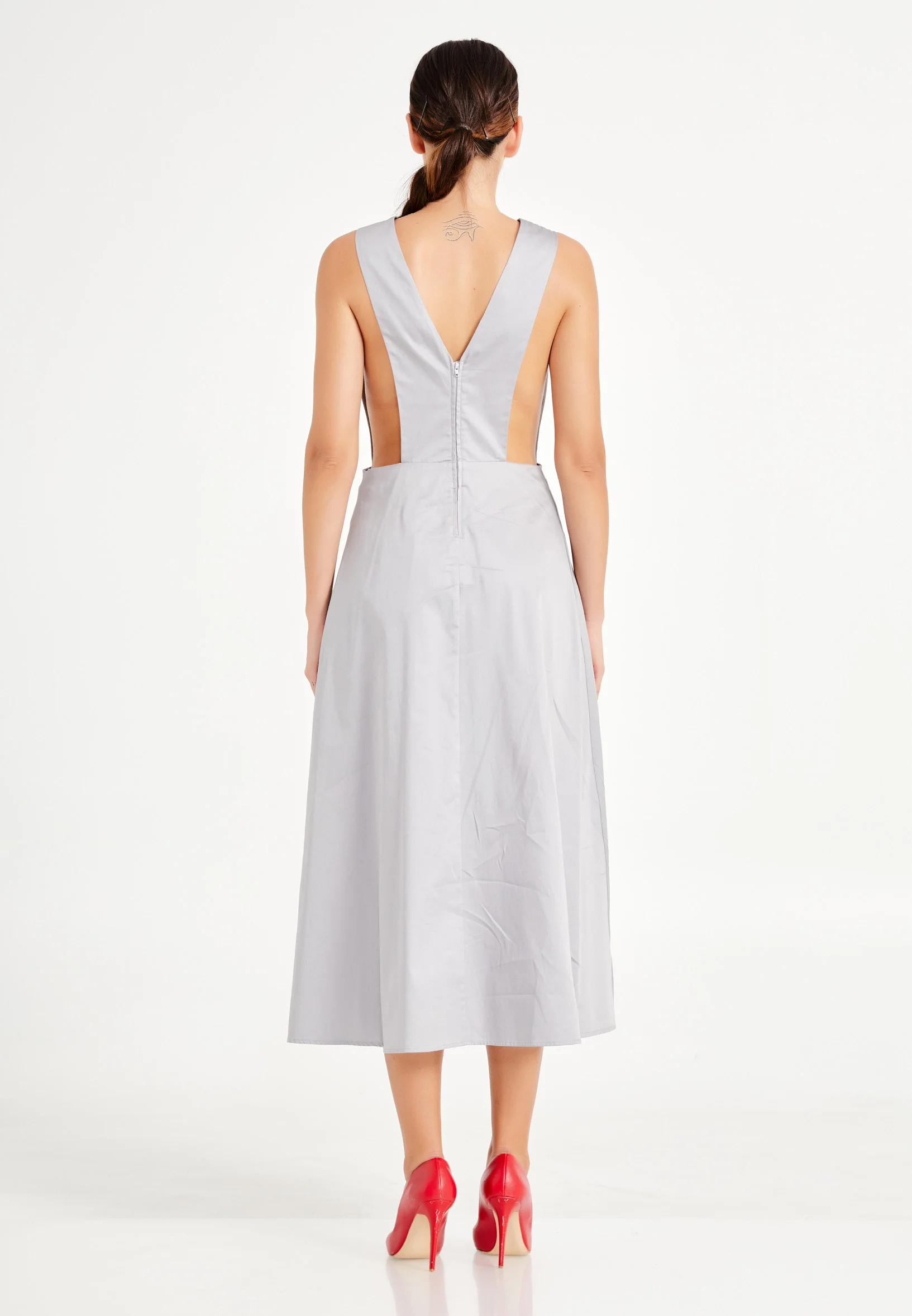 Sleeveless Midi Satin A - Line Regular Casual Dress ber20y5141 - Image 6