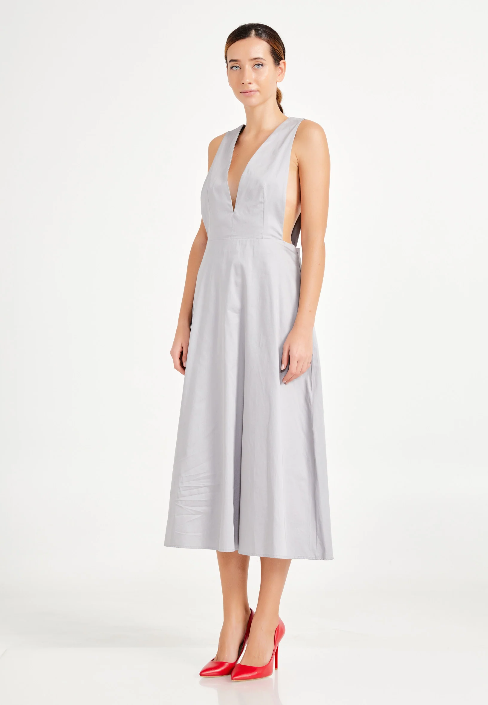 Sleeveless Midi Satin A - Line Regular Casual Dress ber20y5141 - Image 7
