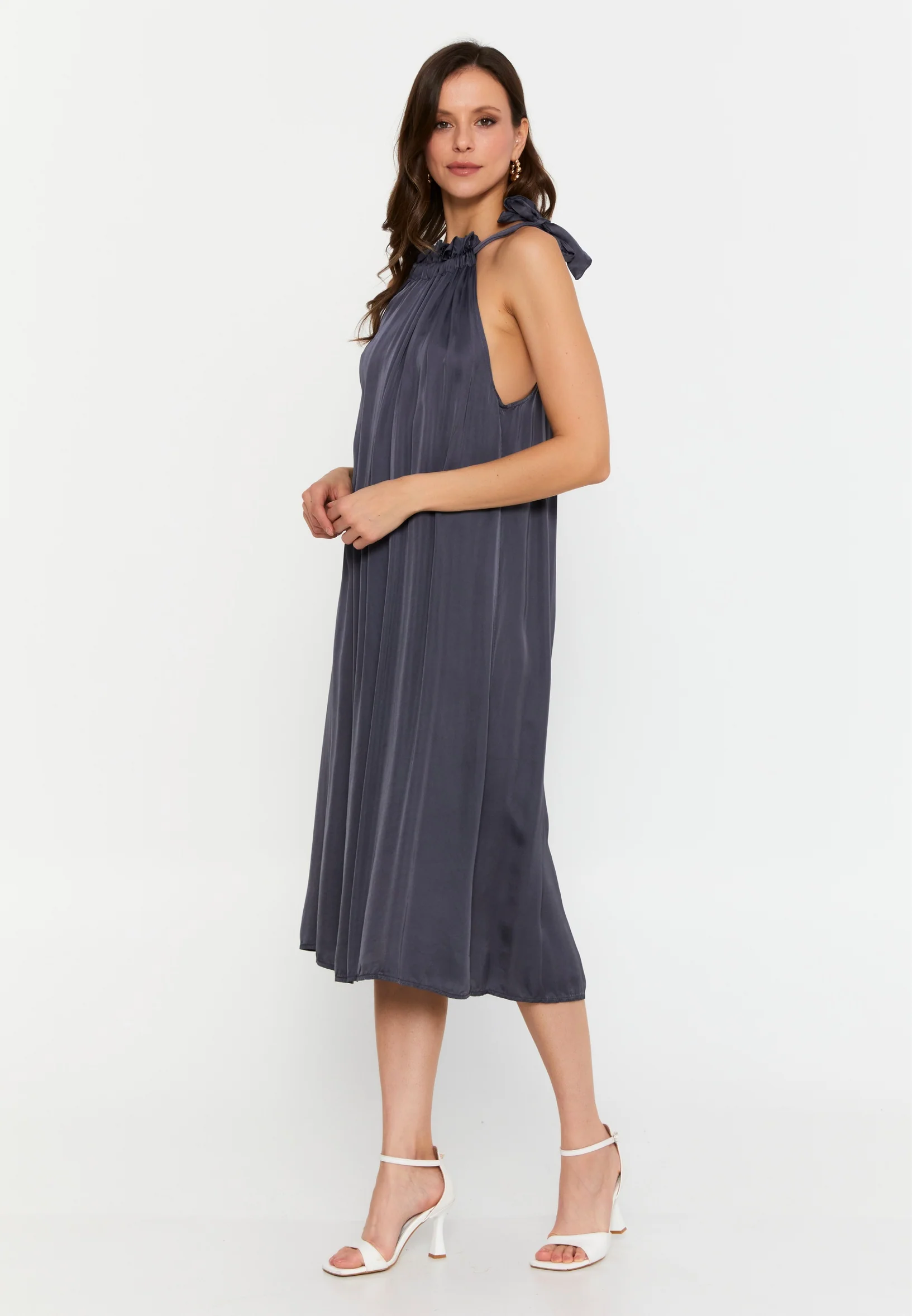 Sleeveless Midi Satin Column Regular Casual Dress cav69580 - Image 15