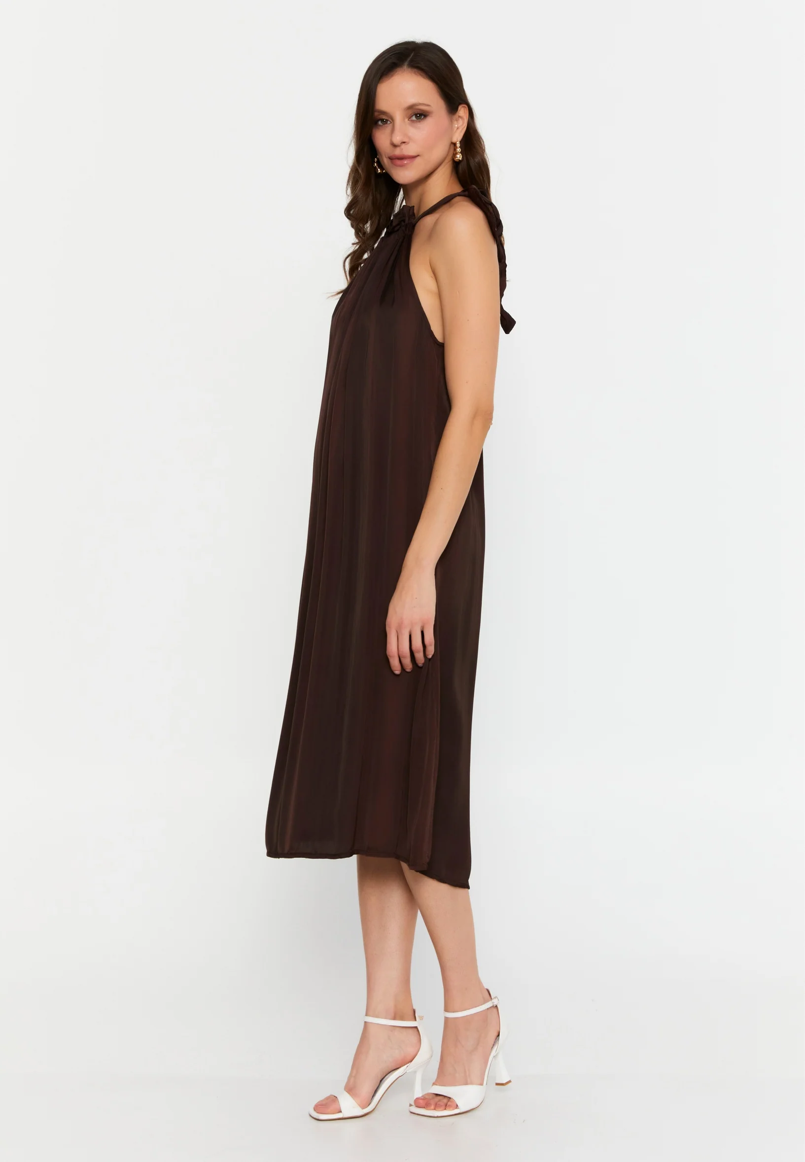 Sleeveless Midi Satin Column Regular Casual Dress cav69580 - Image 3
