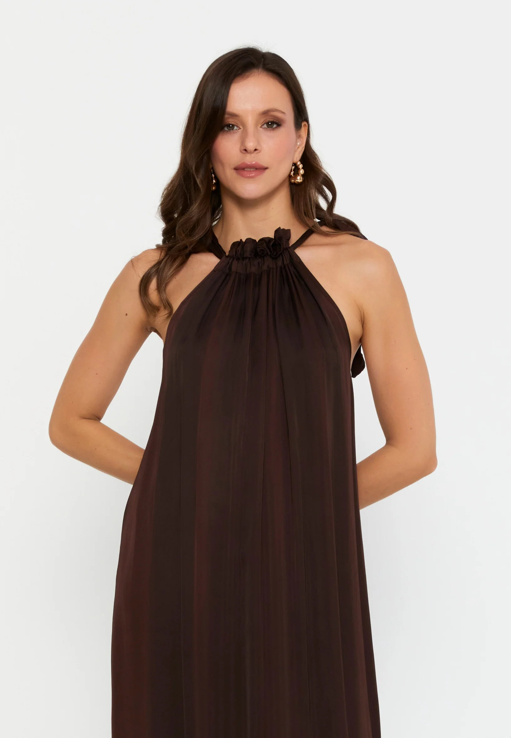 Sleeveless Midi Satin Column Regular Casual Dress cav69580 - Image 4