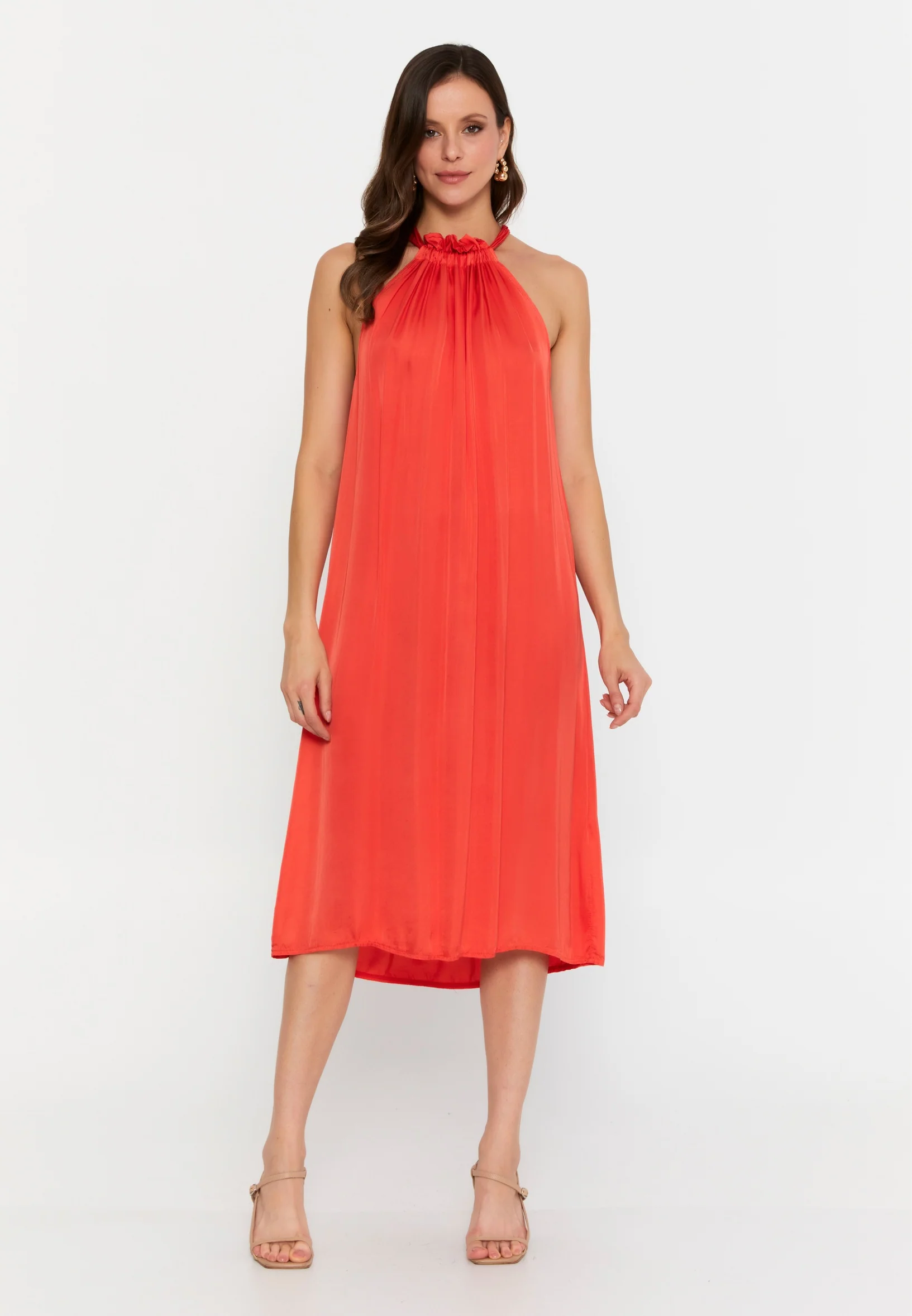 Sleeveless Midi Satin Column Regular Casual Dress cav69580 - Image 5
