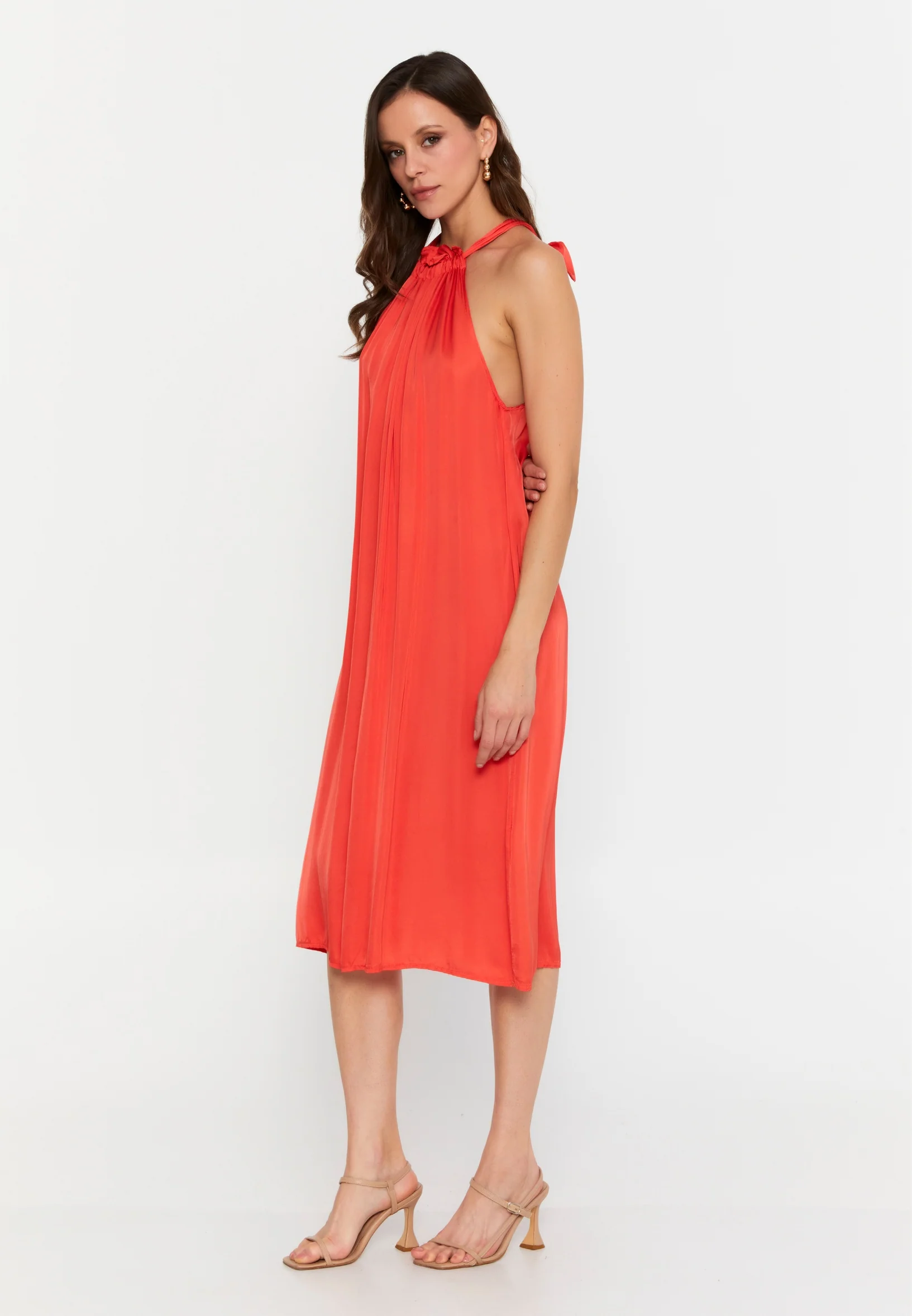 Sleeveless Midi Satin Column Regular Casual Dress cav69580 - Image 7
