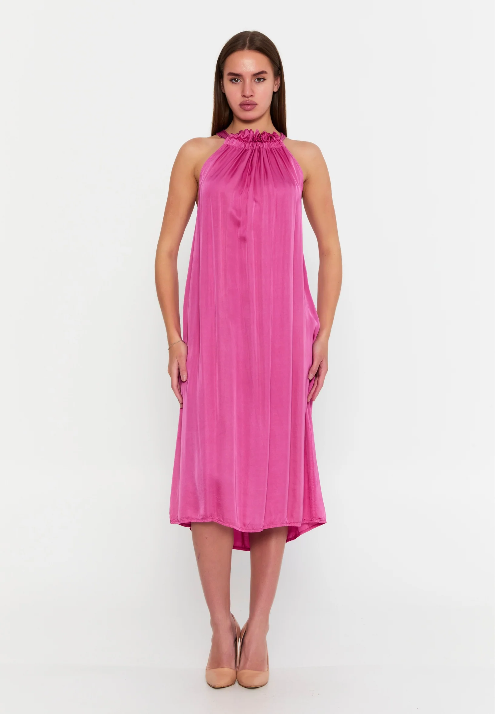 Sleeveless Midi Satin Column Regular Casual Dress cav69580 - Image 9