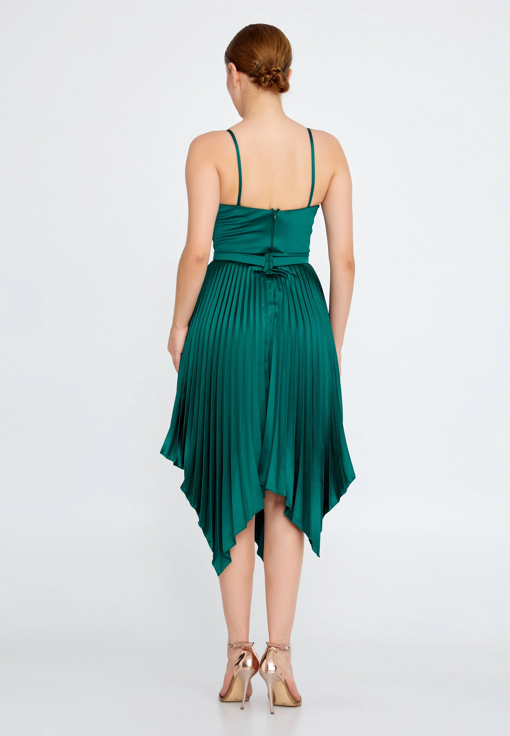 Sleeveless Midi Satin Column Regular Cocktail Dress jnm21-142 - Image 14