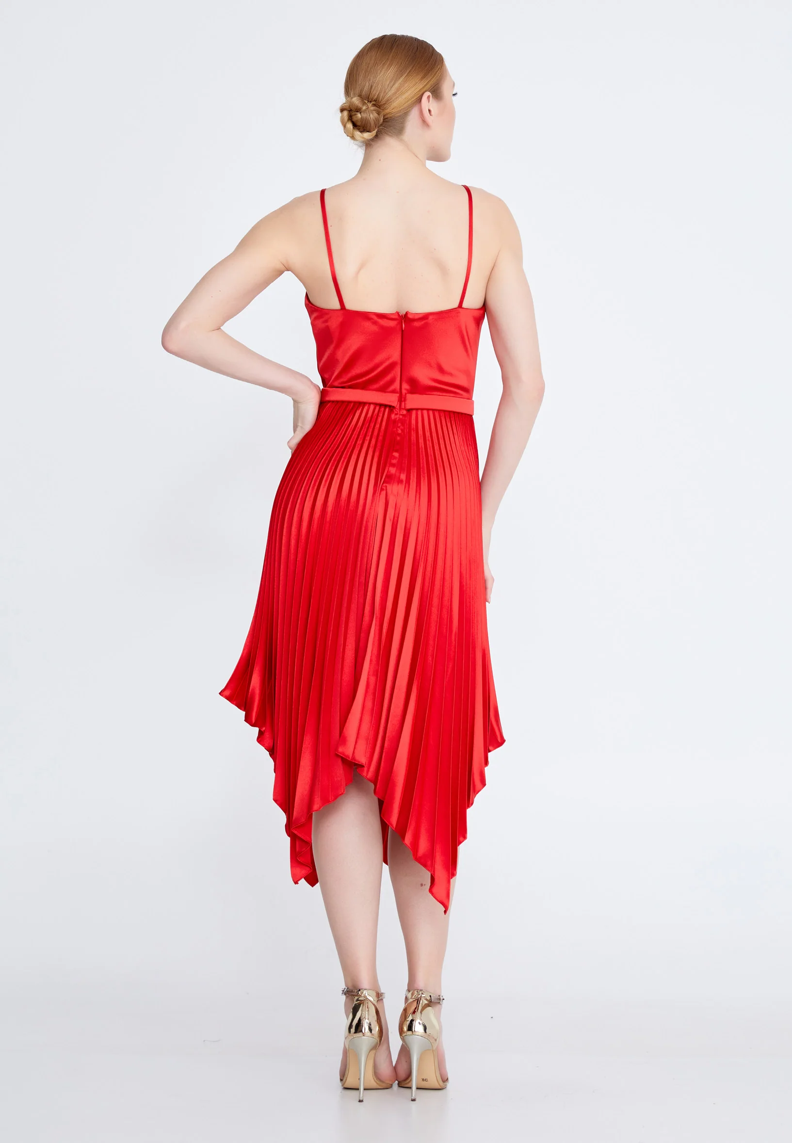 Sleeveless Midi Satin Column Regular Cocktail Dress jnm21-142 - Image 22