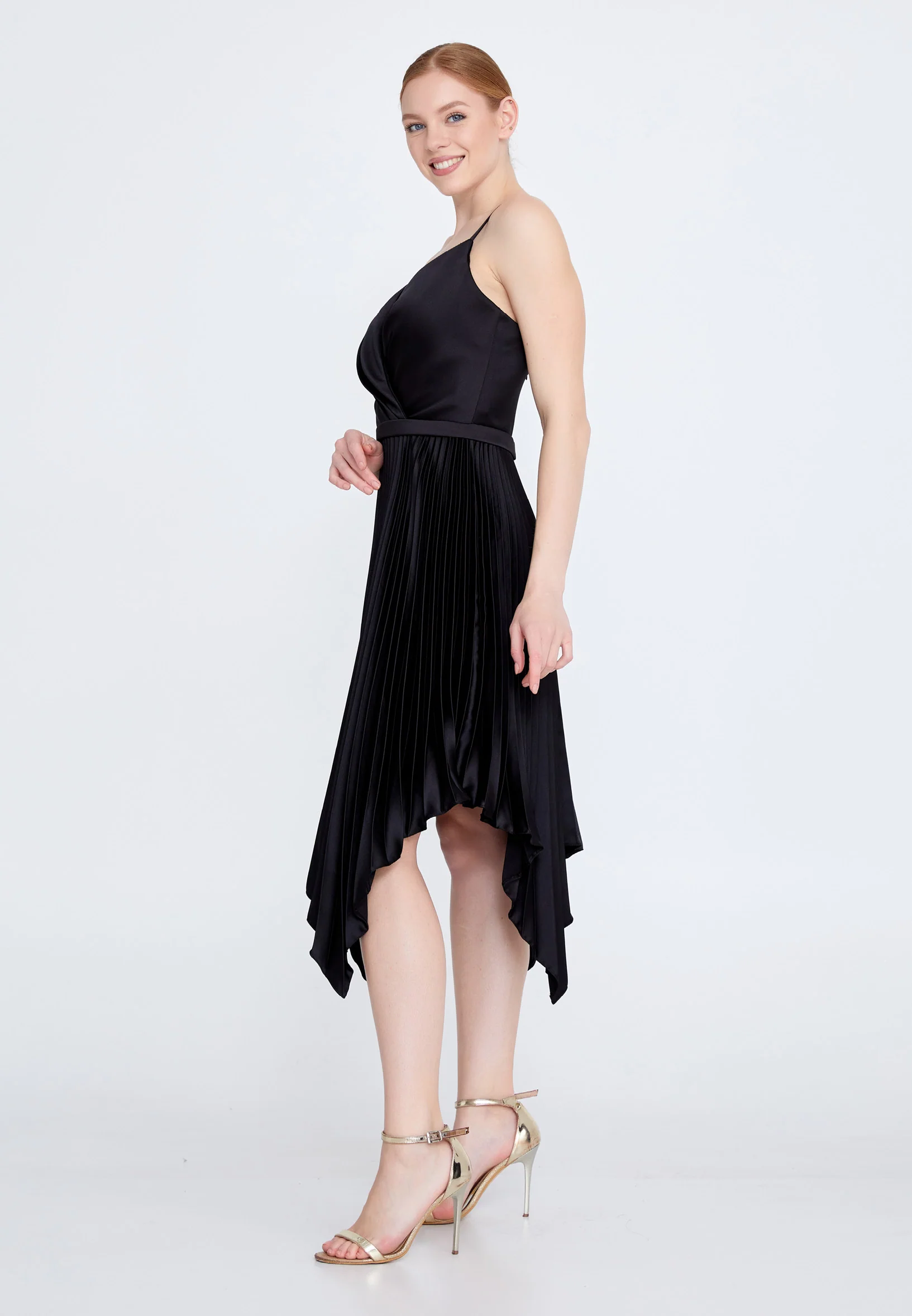 Sleeveless Midi Satin Column Regular Cocktail Dress jnm21-142 - Image 3