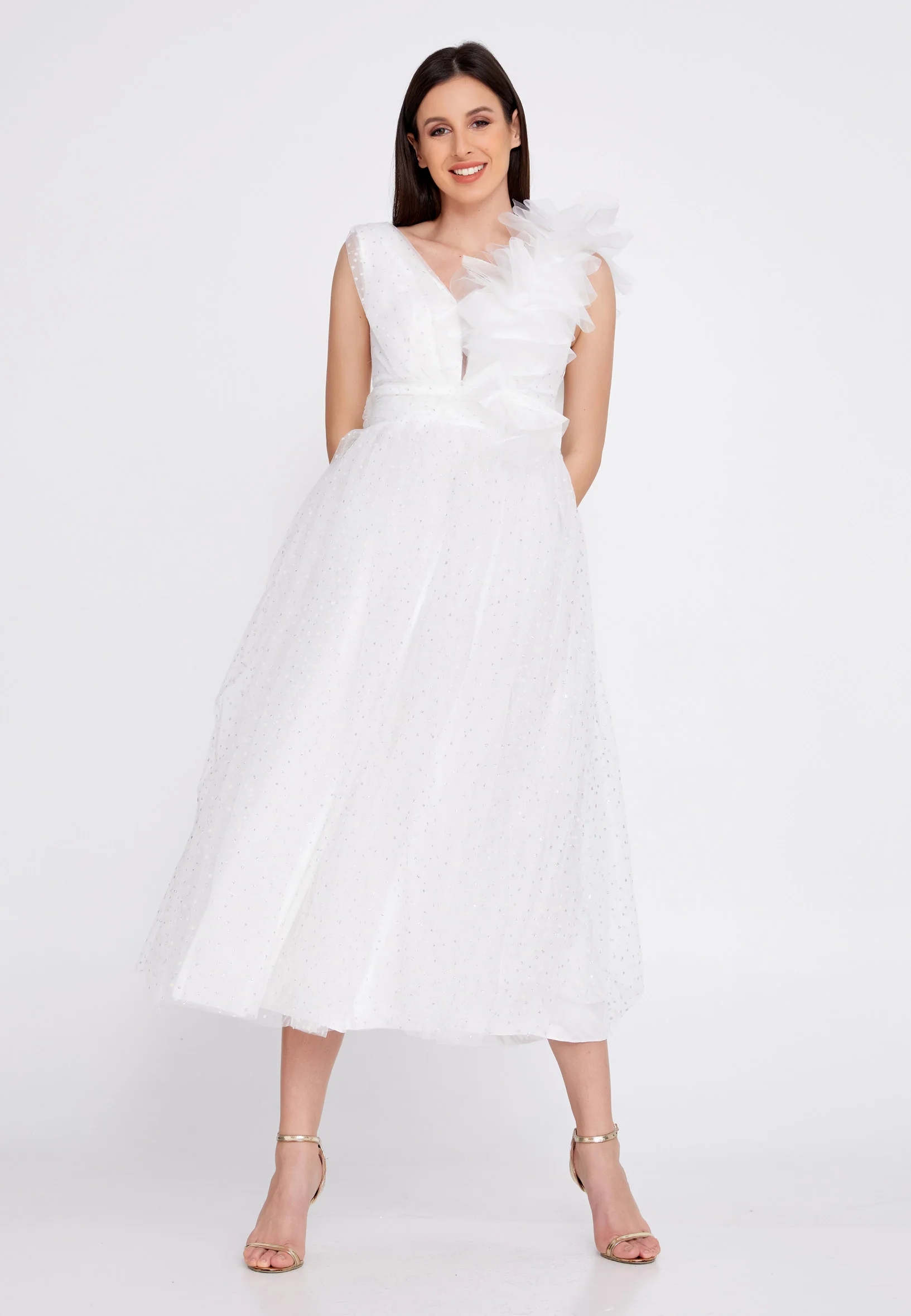 Sleeveless Midi Tulle A - Line Regular Prom Dress odr6495 - Image 5