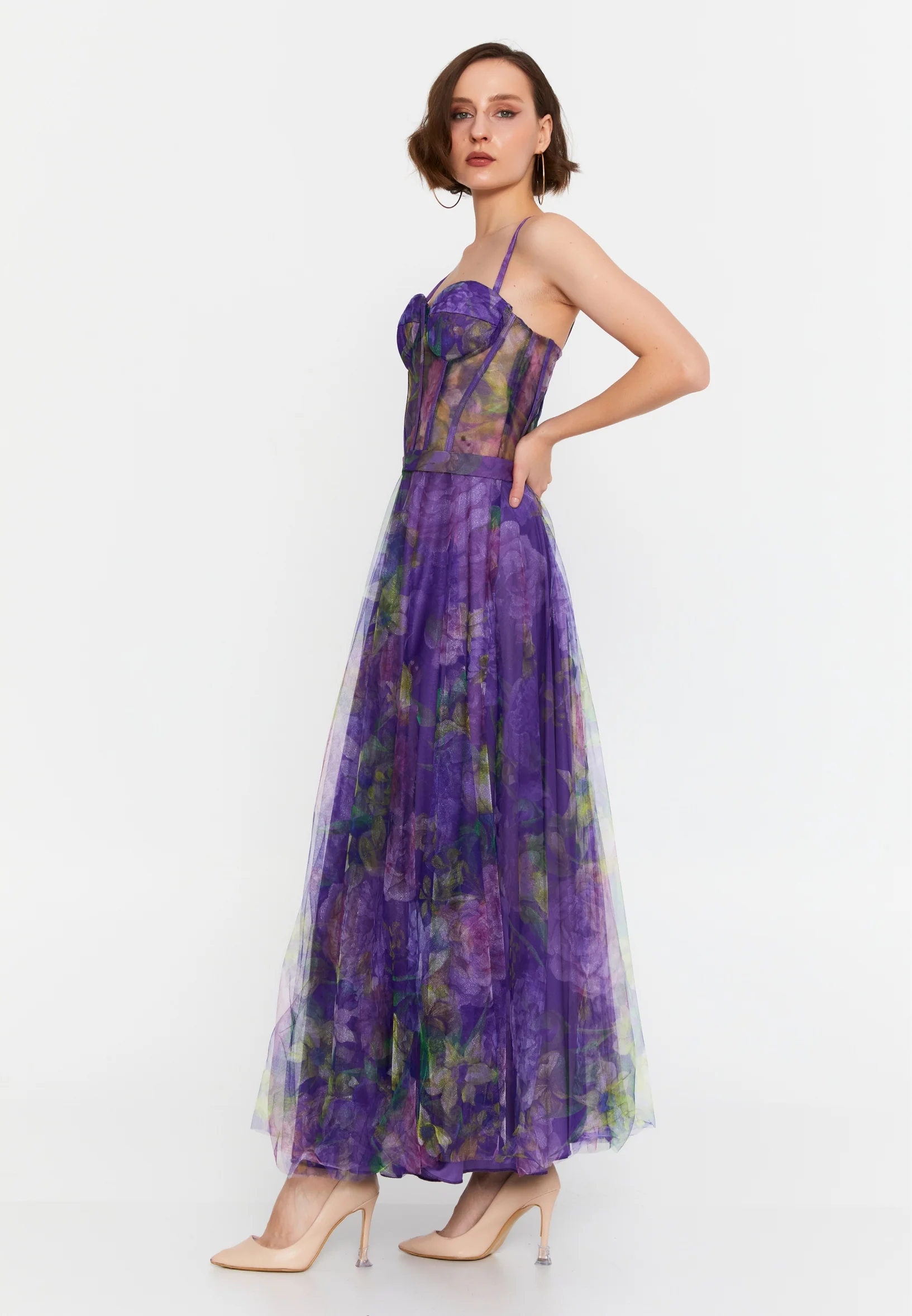Sleeveless Midi Tulle Column Regular Evening Dress msp77370 - Image 11