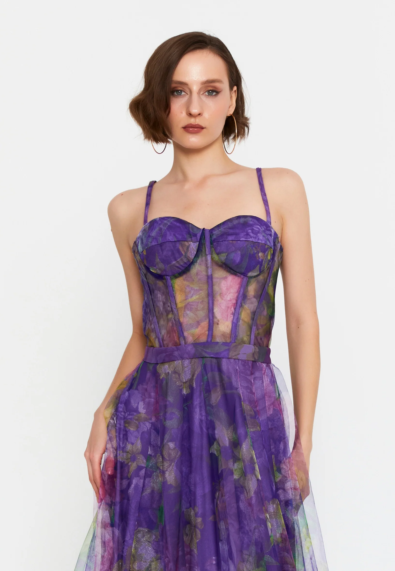 Sleeveless Midi Tulle Column Regular Evening Dress msp77370 - Image 12