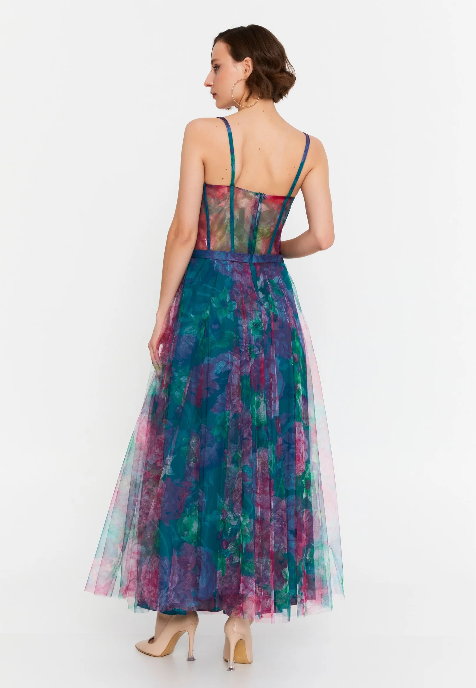 Sleeveless Midi Tulle Column Regular Evening Dress msp77370 - Image 2