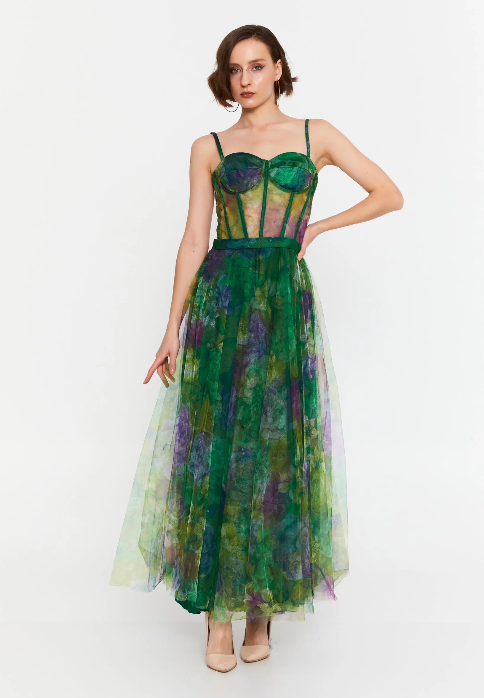 Sleeveless Midi Tulle Column Regular Evening Dress msp77370 - Image 5
