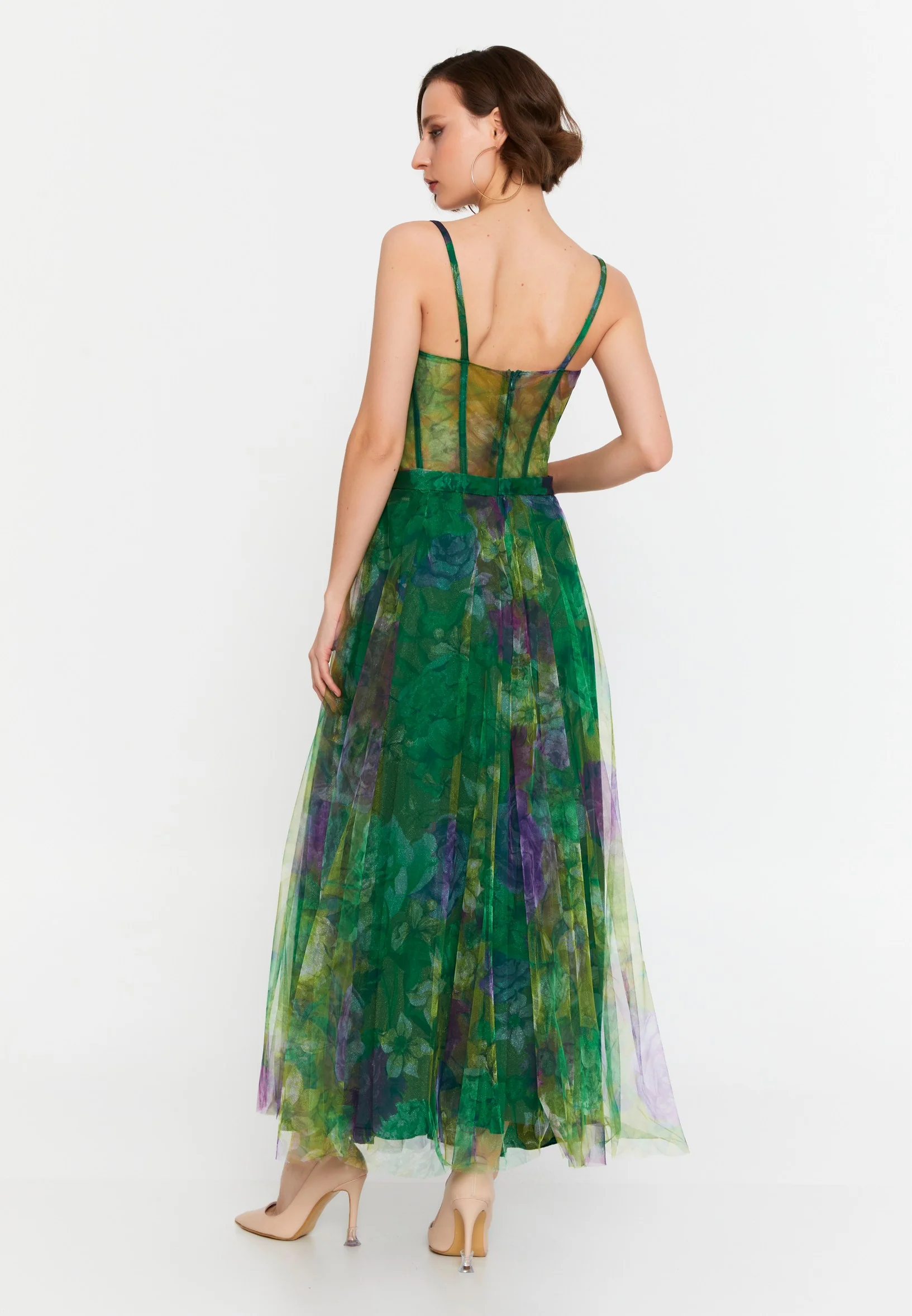 Sleeveless Midi Tulle Column Regular Evening Dress msp77370 - Image 6