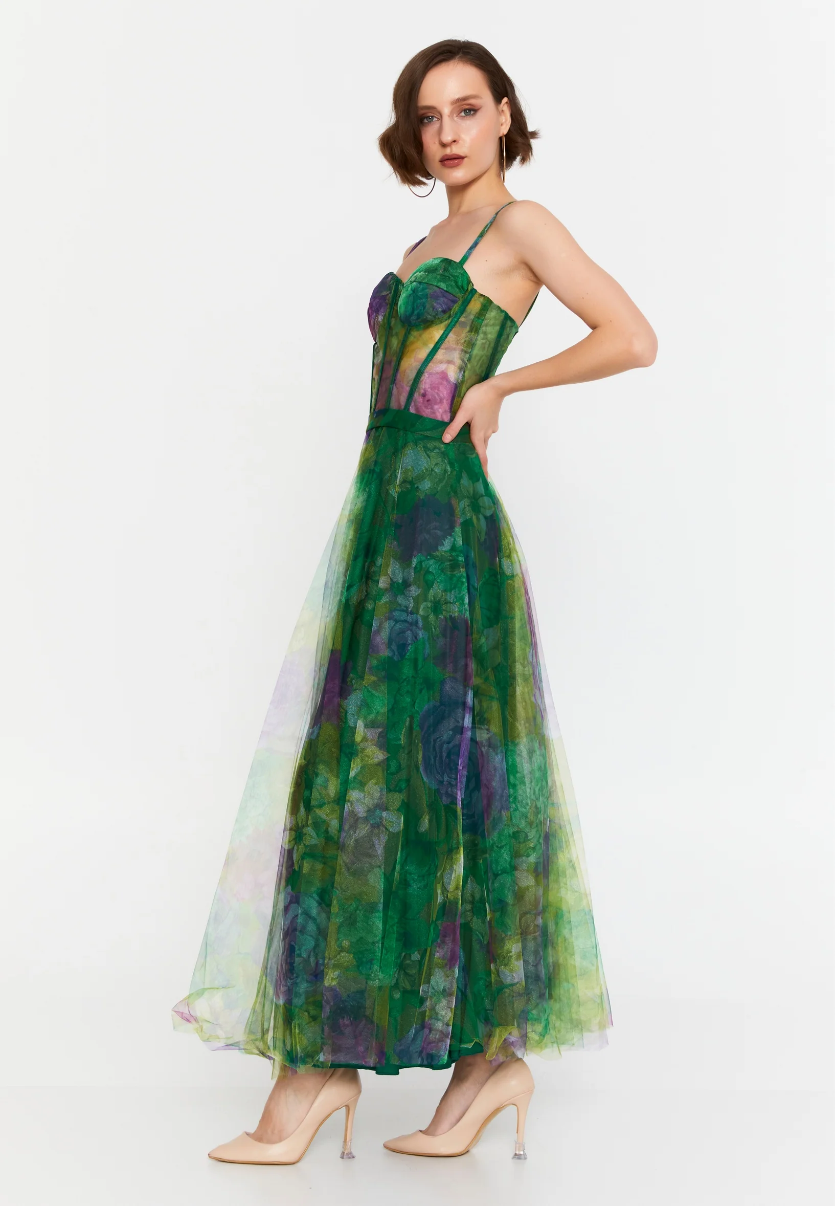 Sleeveless Midi Tulle Column Regular Evening Dress msp77370 - Image 7