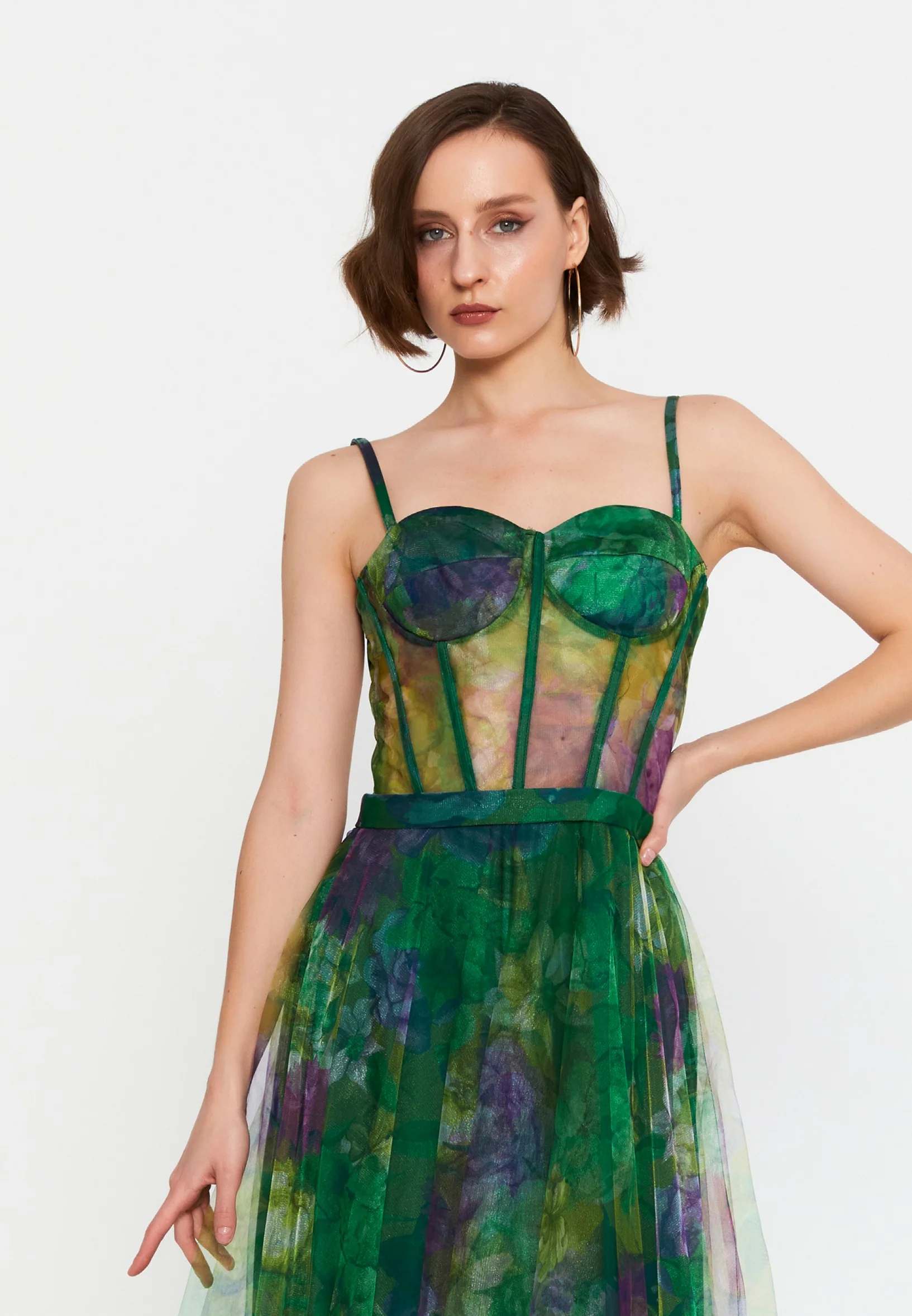 Sleeveless Midi Tulle Column Regular Evening Dress msp77370 - Image 8