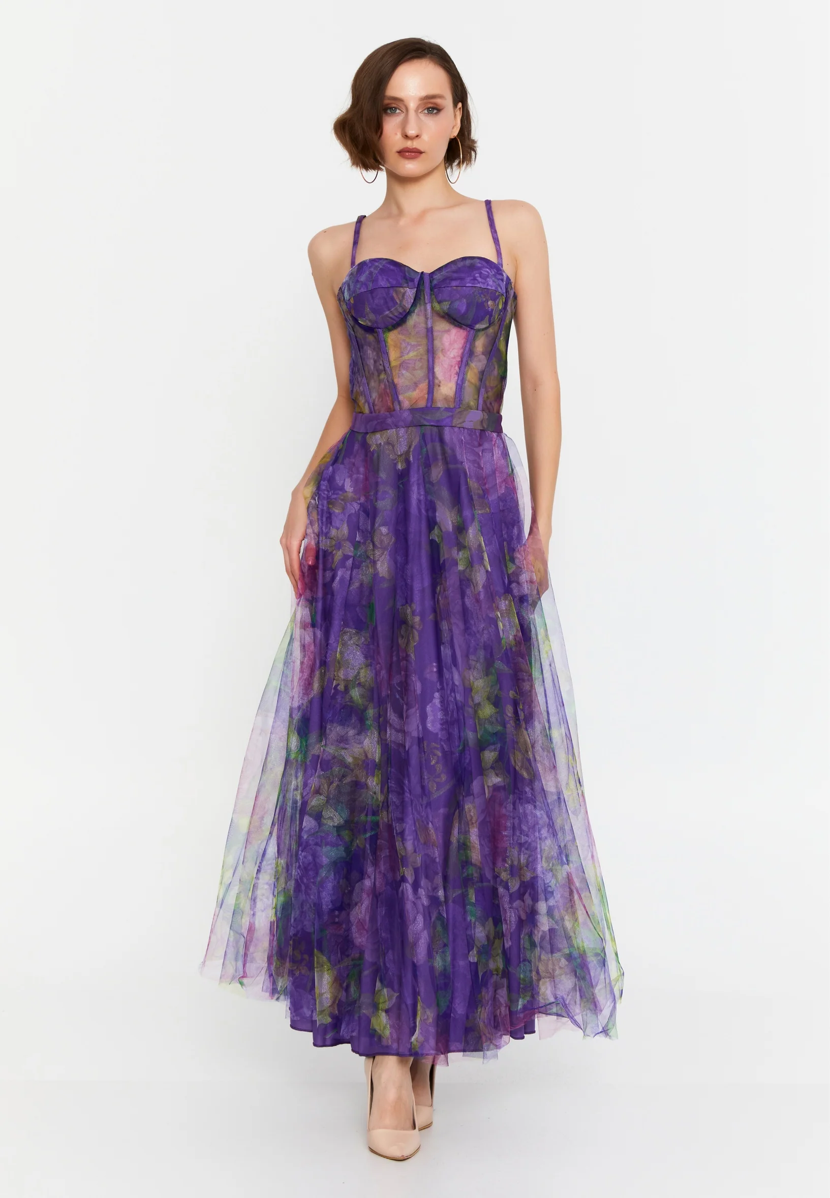 Sleeveless Midi Tulle Column Regular Evening Dress msp77370 - Image 9