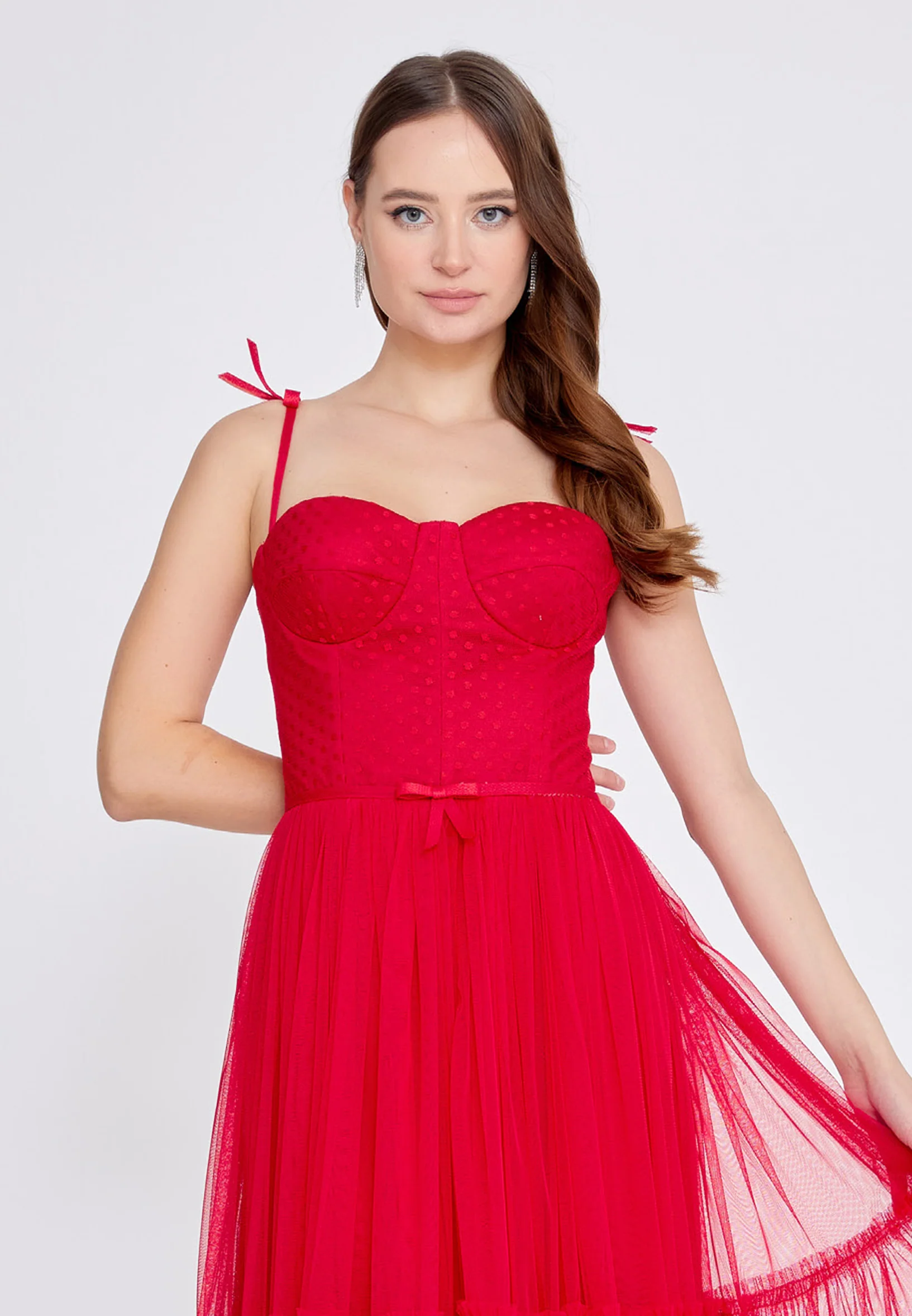 Sleeveless Midi Tulle Column Regular Wedding Guest Dress prl816 - Image 16