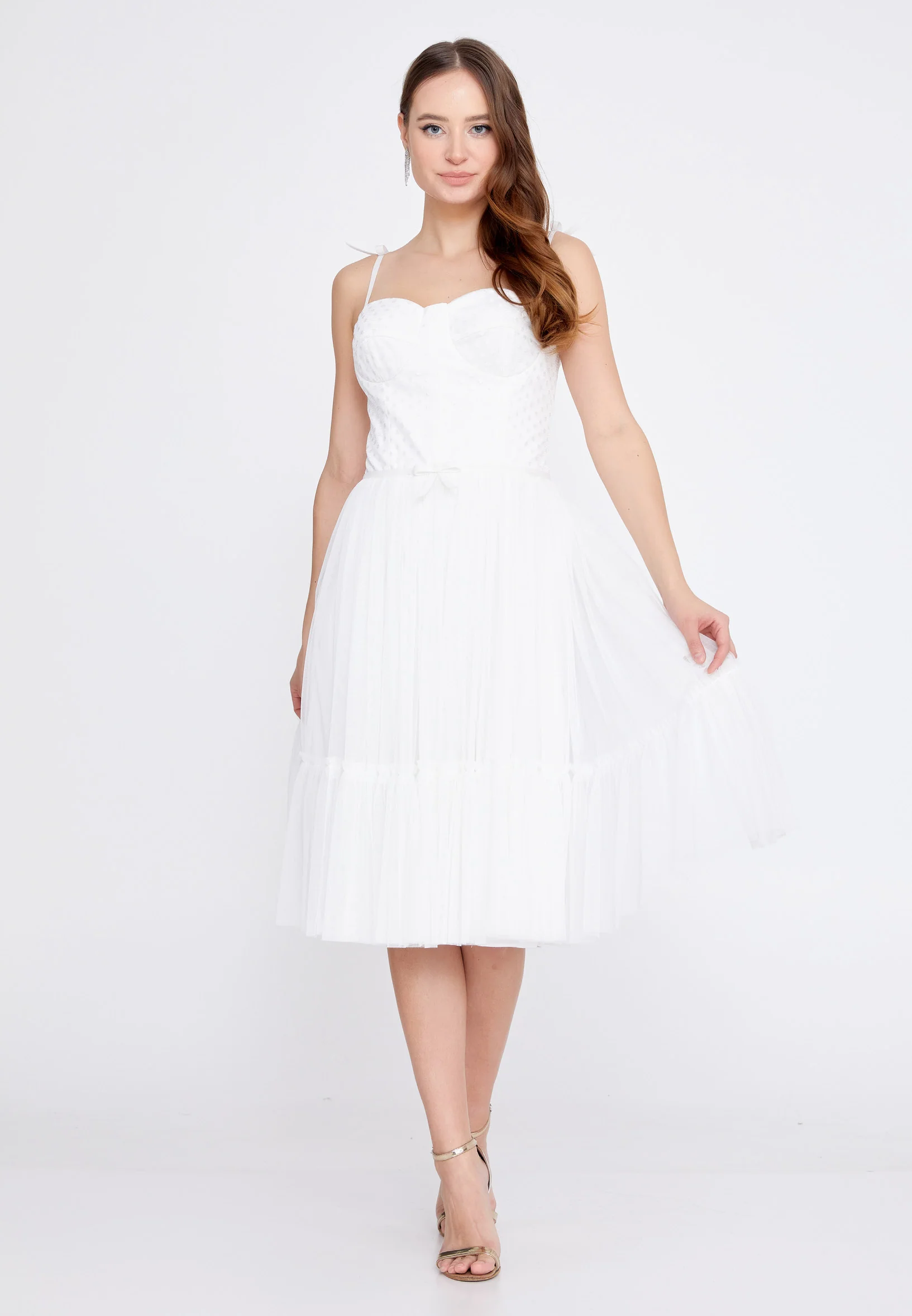 Sleeveless Midi Tulle Column Regular Wedding Guest Dress prl816 - Image 17