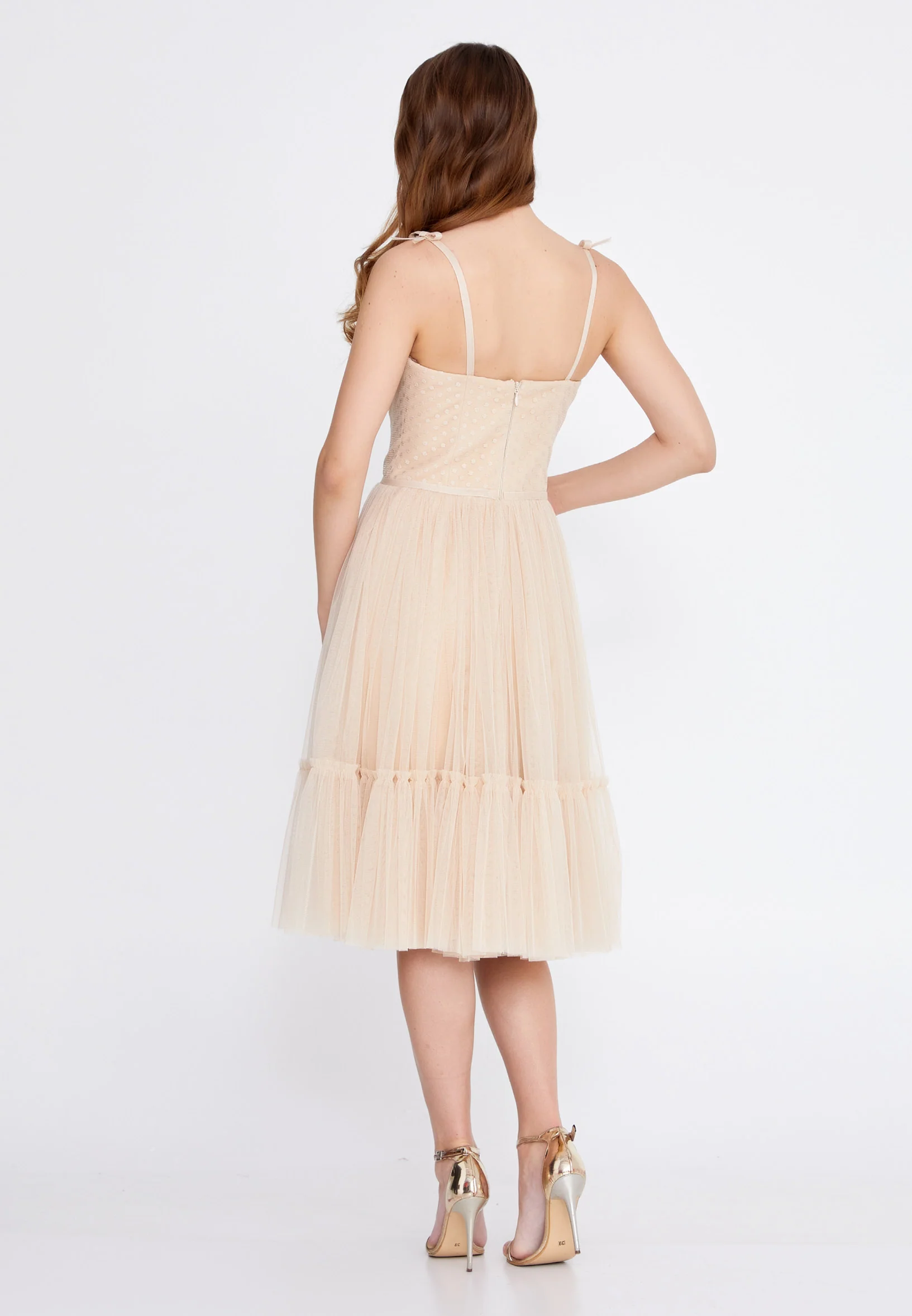 Sleeveless Midi Tulle Column Regular Wedding Guest Dress prl816 - Image 2