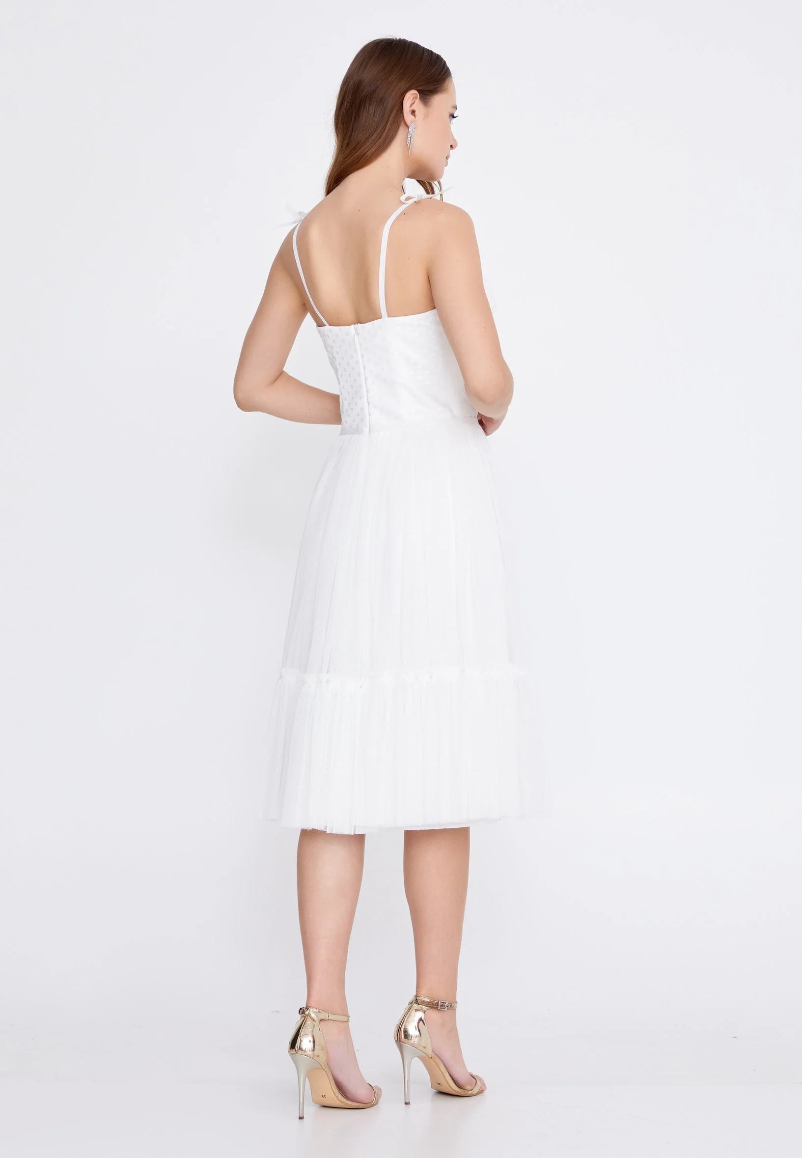 Sleeveless Midi Tulle Column Regular Wedding Guest Dress prl816 - Image 22