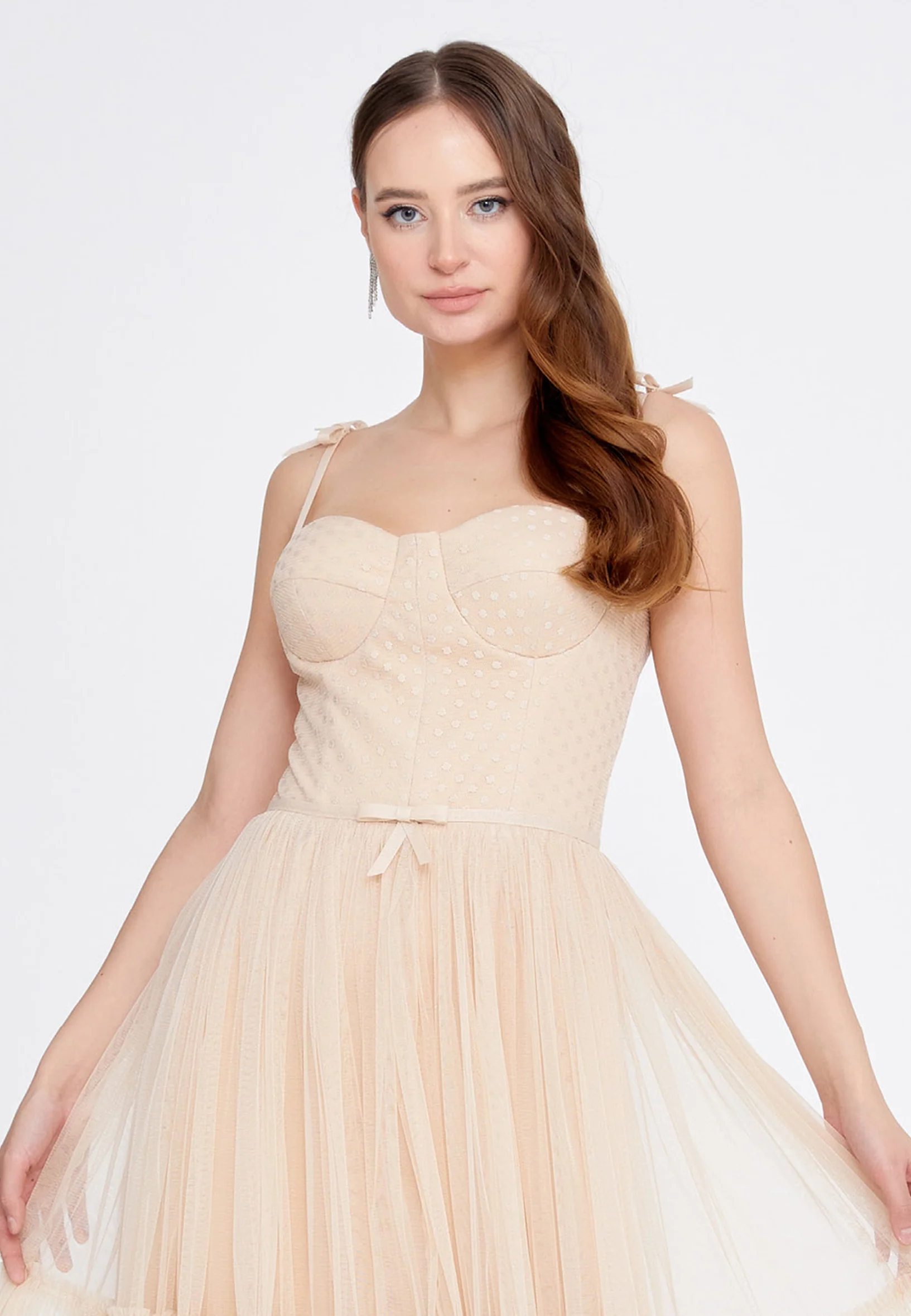 Sleeveless Midi Tulle Column Regular Wedding Guest Dress prl816 - Image 4