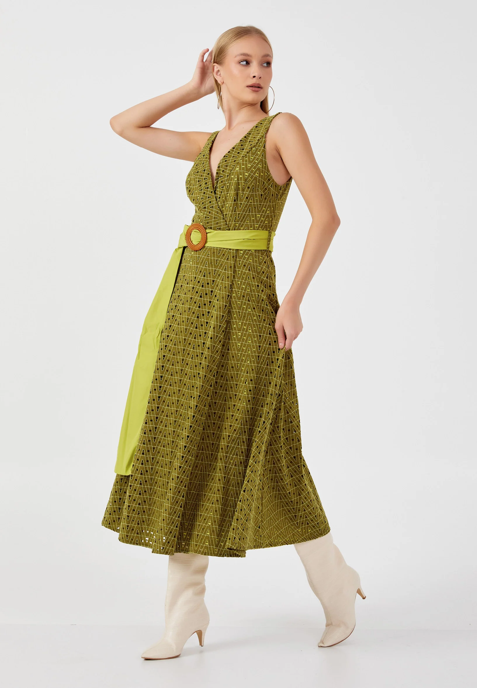 Sleeveless Midi Viscose Column Regular Casual Dress kmy24y40472 - Image 6