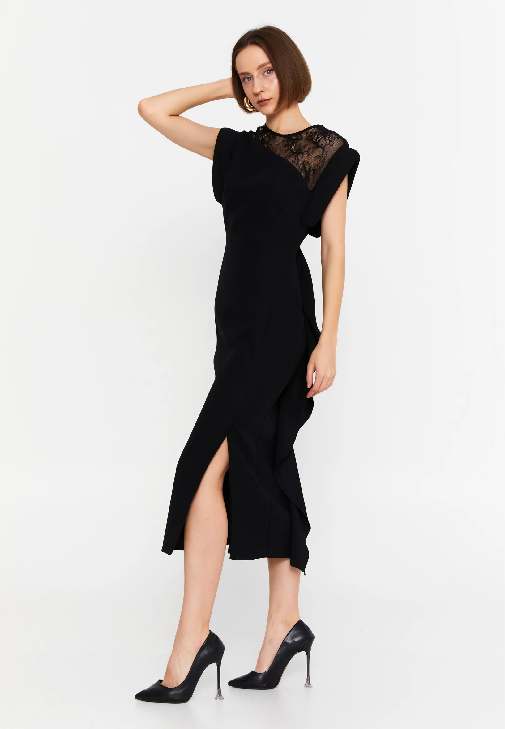 Sleeveless Midi Viscose Column Regular Casual Dress kmy25y40797 - Image 3