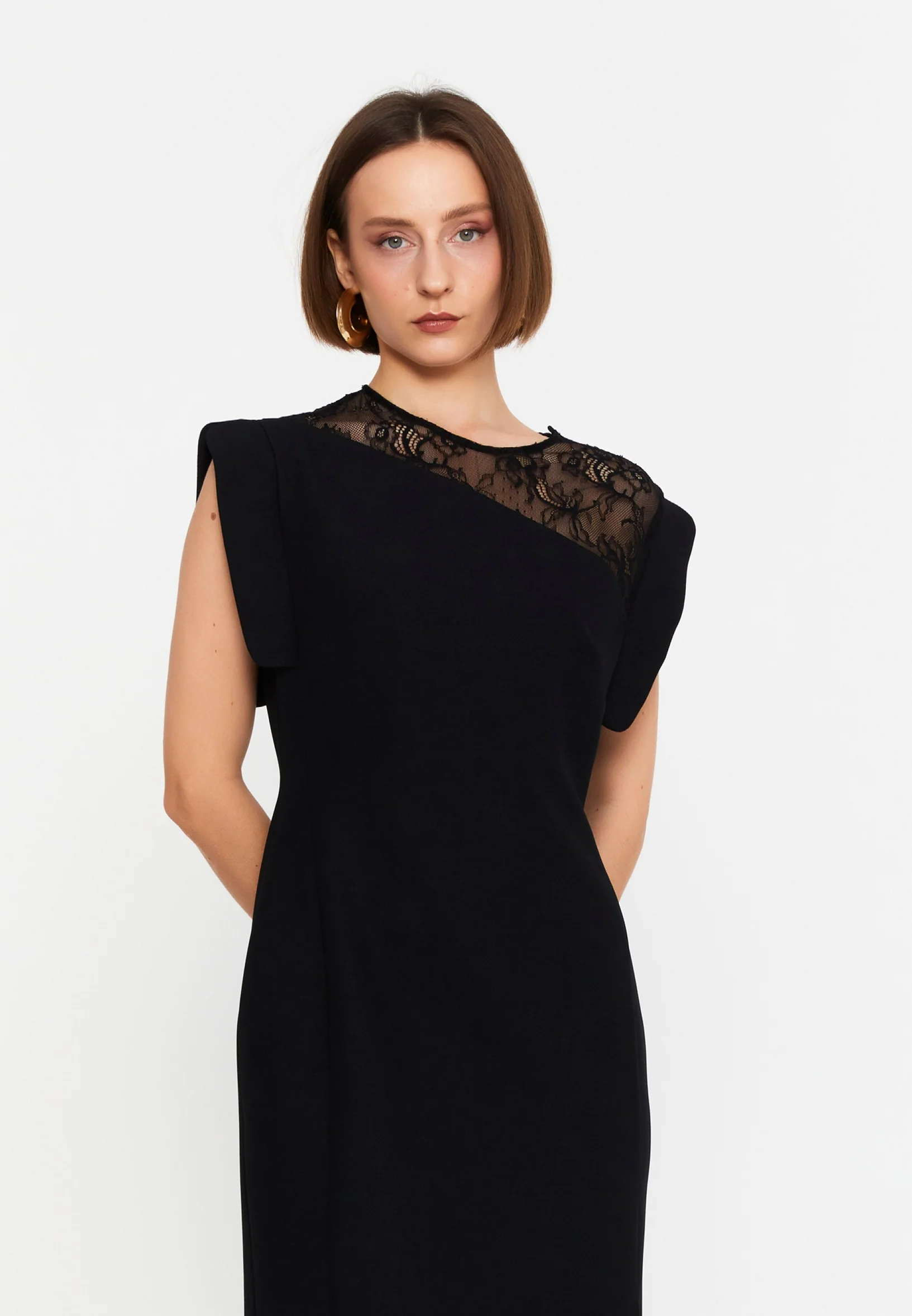 Sleeveless Midi Viscose Column Regular Casual Dress kmy25y40797 - Image 4