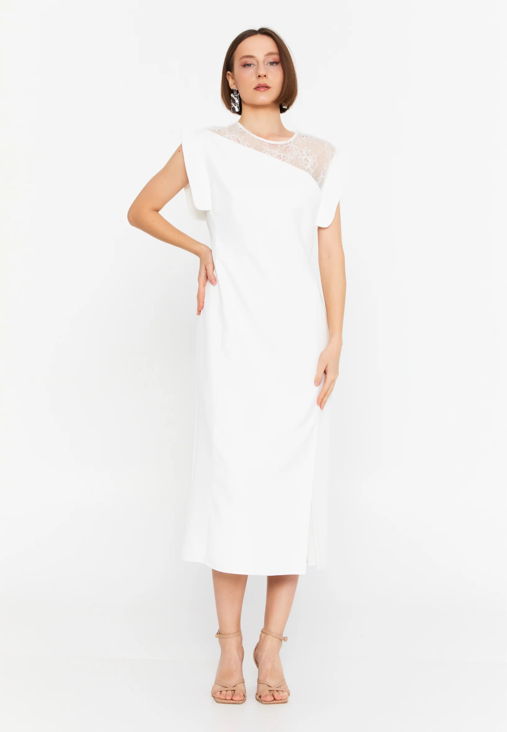 Sleeveless Midi Viscose Column Regular Casual Dress kmy25y40797 - Image 5
