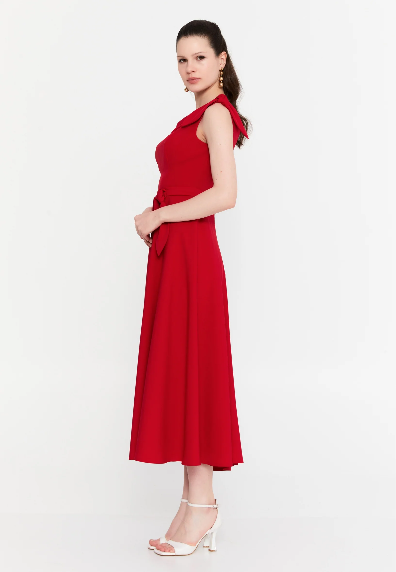 Sleeveless Midi Viscose Column Regular Evening Dress aln1899 - Image 15