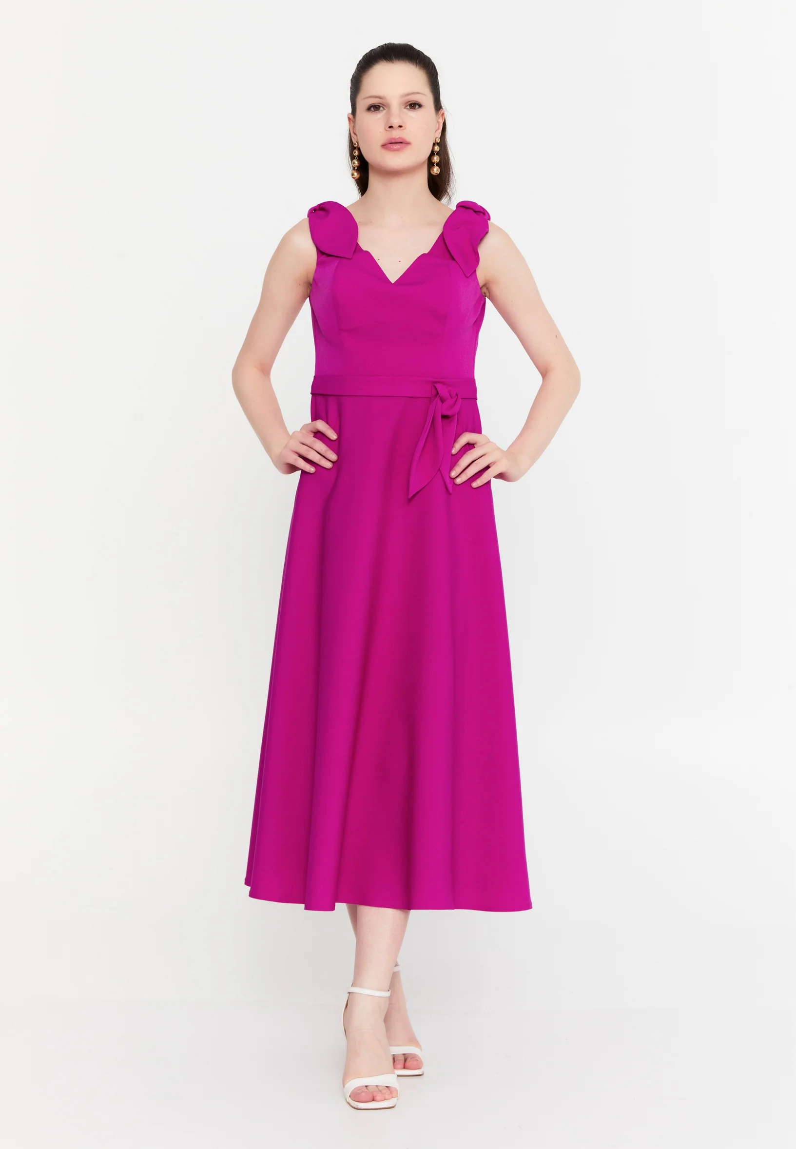 Sleeveless Midi Viscose Column Regular Evening Dress aln1899 - Image 9