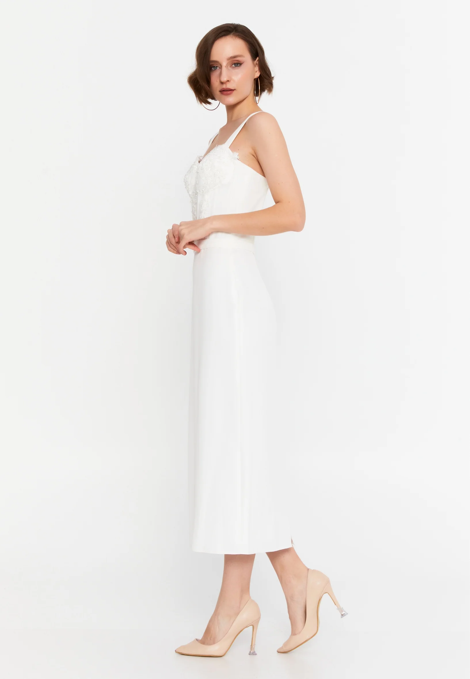 Sleeveless Midi Viscose Column Regular Evening Dress msp55139 - Image 11
