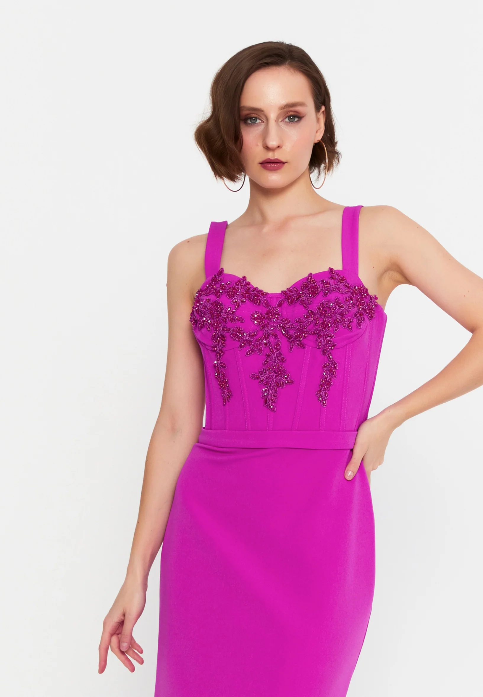 Sleeveless Midi Viscose Column Regular Evening Dress msp55139 - Image 16
