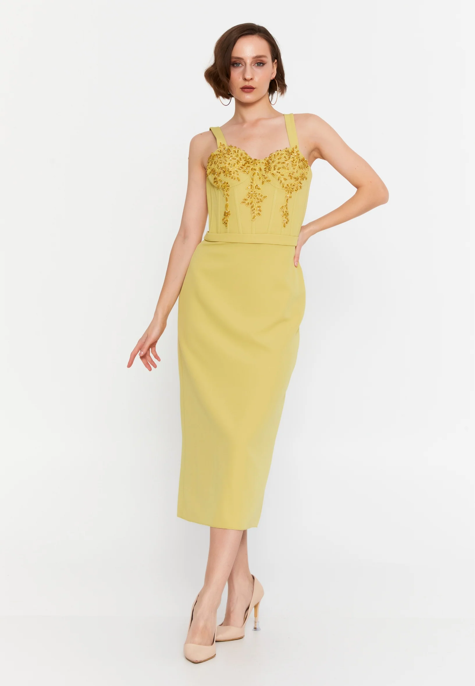 Sleeveless Midi Viscose Column Regular Evening Dress msp55139 - Image 17
