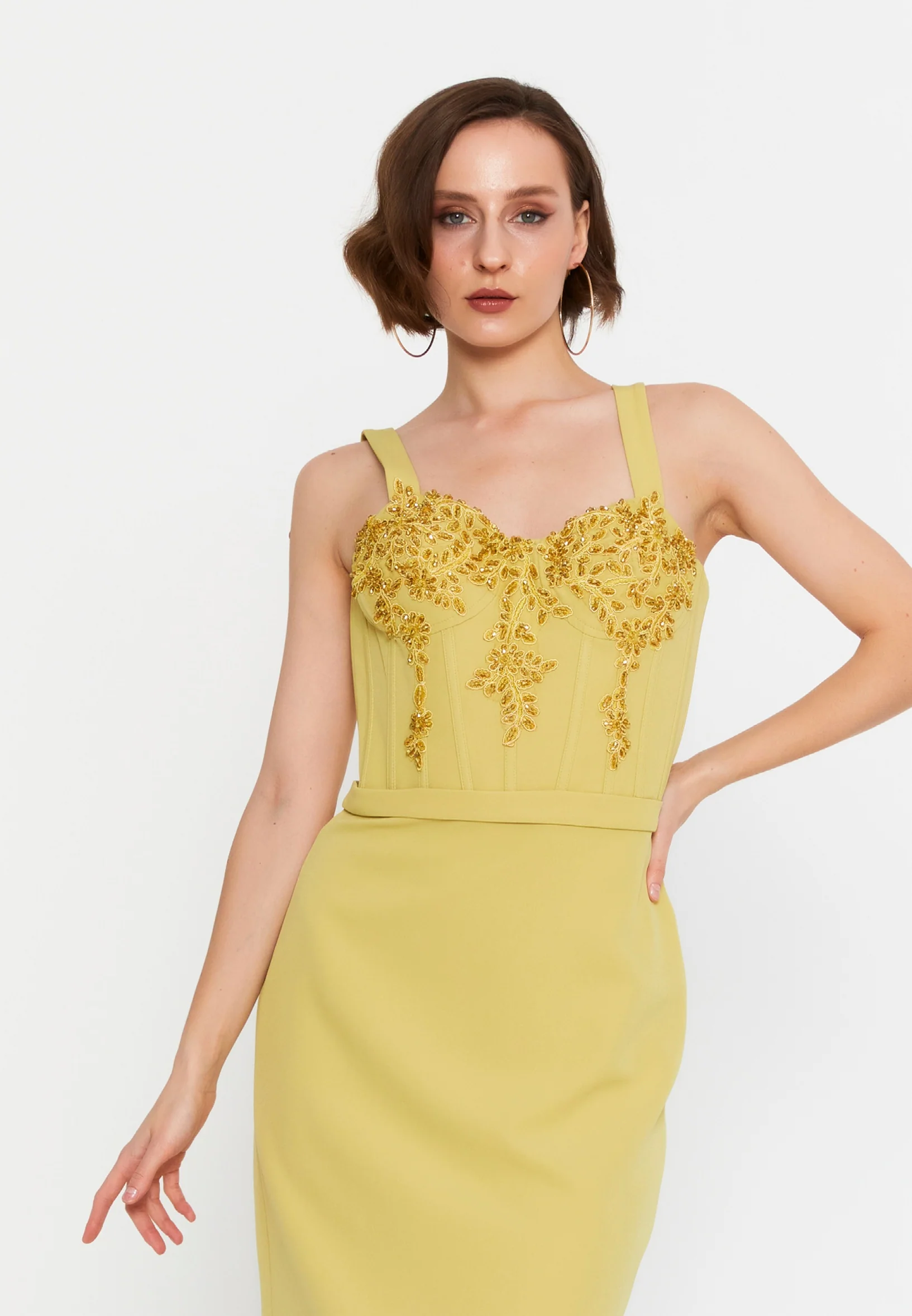 Sleeveless Midi Viscose Column Regular Evening Dress msp55139 - Image 20