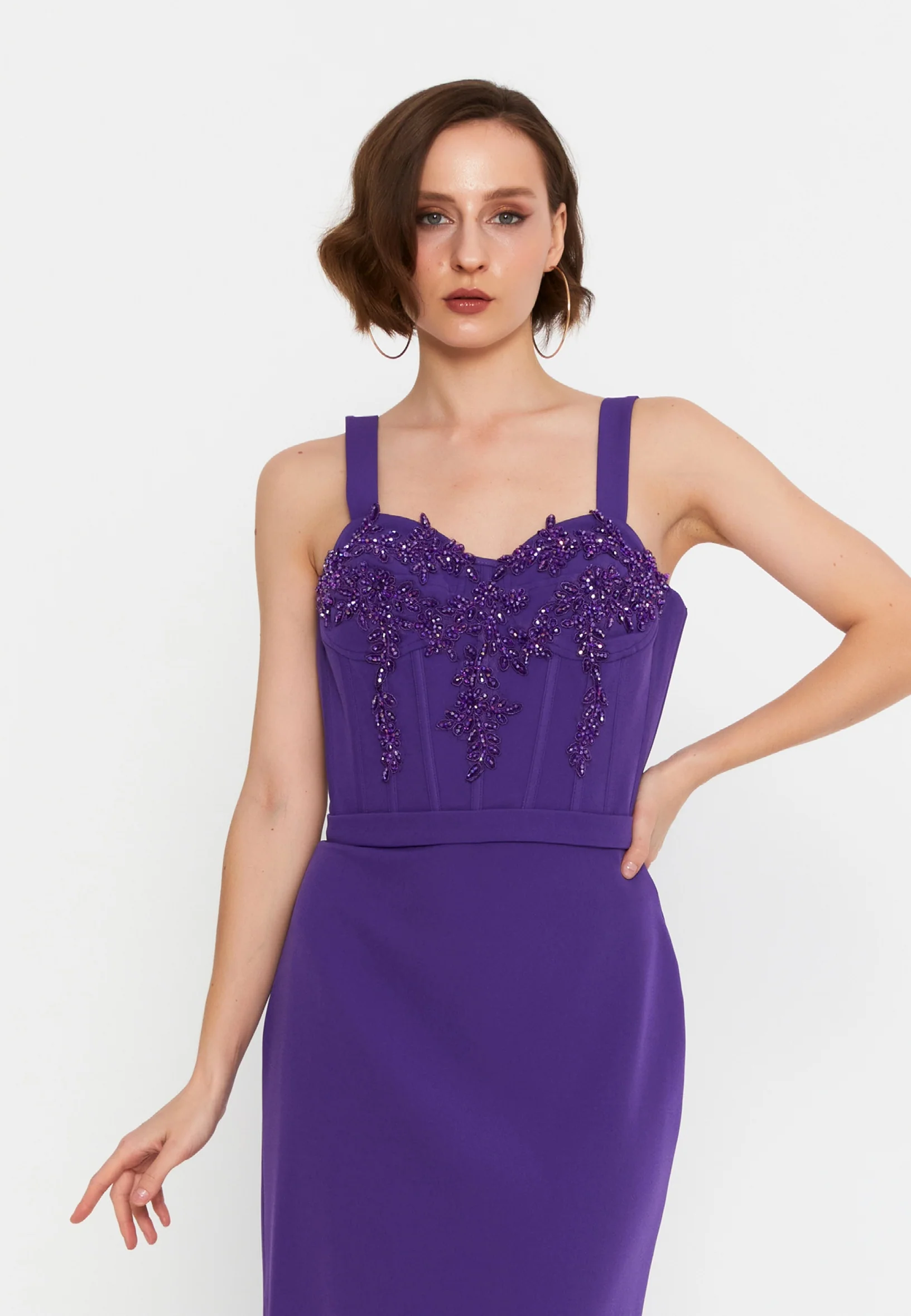 Sleeveless Midi Viscose Column Regular Evening Dress msp55139 - Image 24