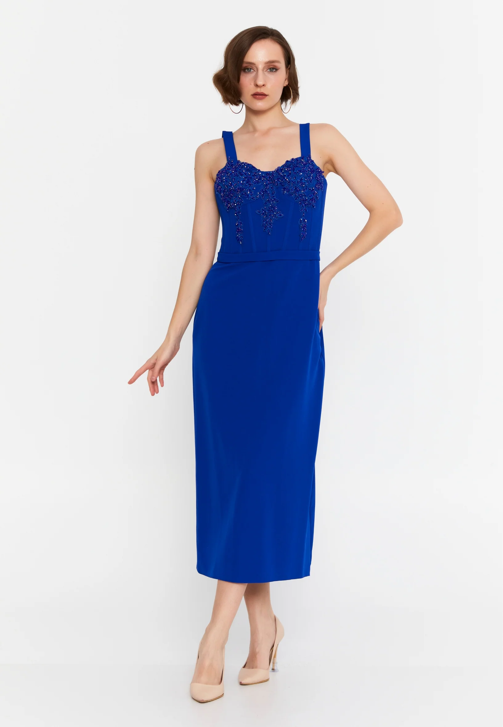 Sleeveless Midi Viscose Column Regular Evening Dress msp55139 - Image 25
