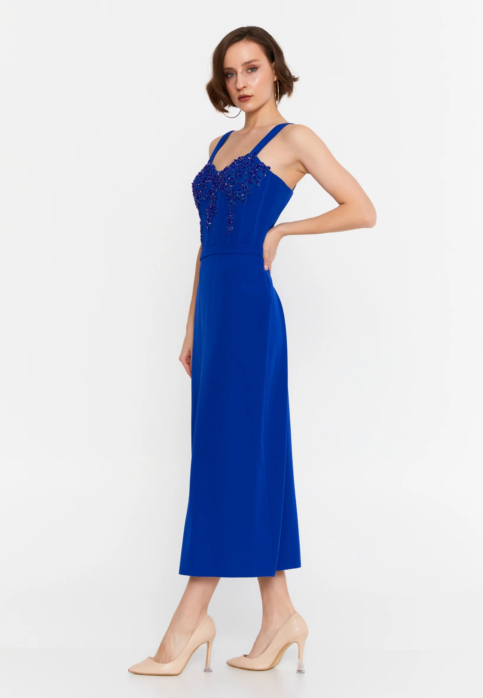 Sleeveless Midi Viscose Column Regular Evening Dress msp55139 - Image 27