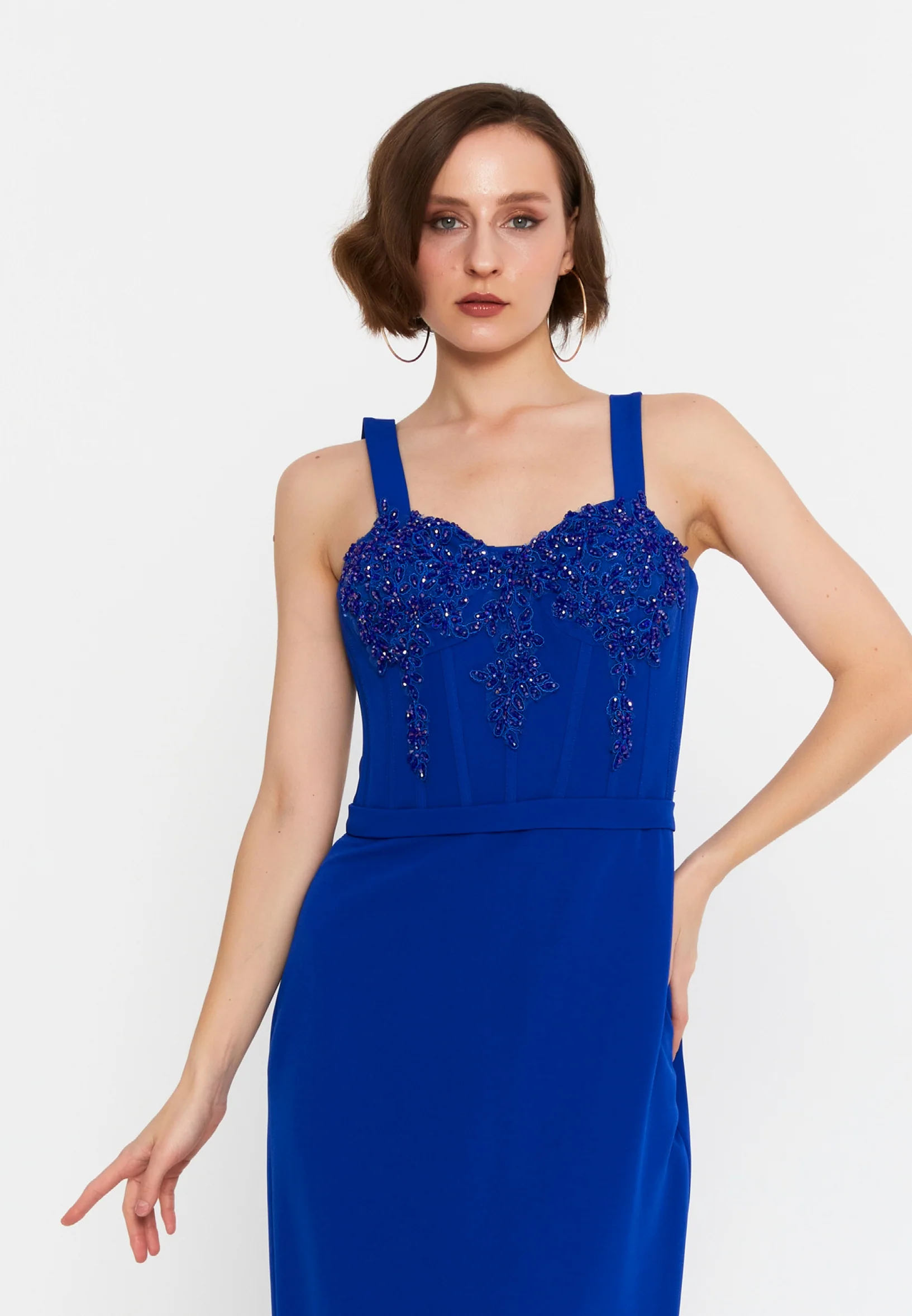 Sleeveless Midi Viscose Column Regular Evening Dress msp55139 - Image 28