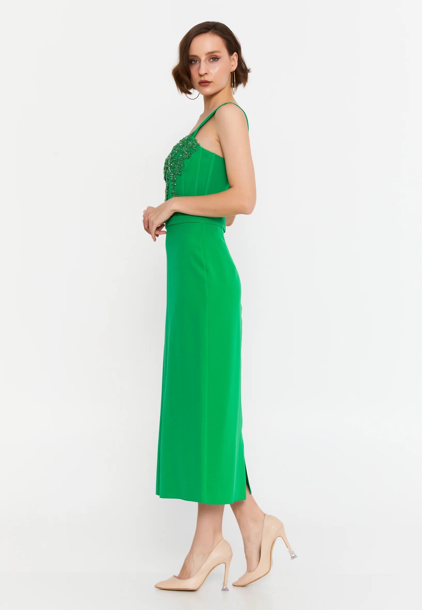 Sleeveless Midi Viscose Column Regular Evening Dress msp55139 - Image 3
