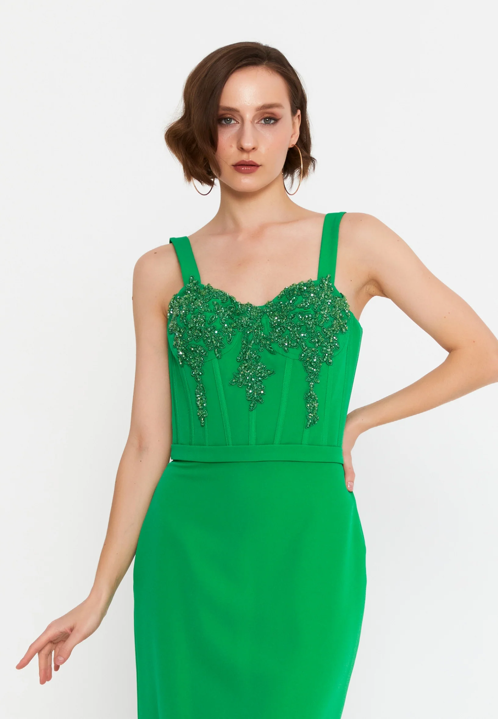 Sleeveless Midi Viscose Column Regular Evening Dress msp55139 - Image 4
