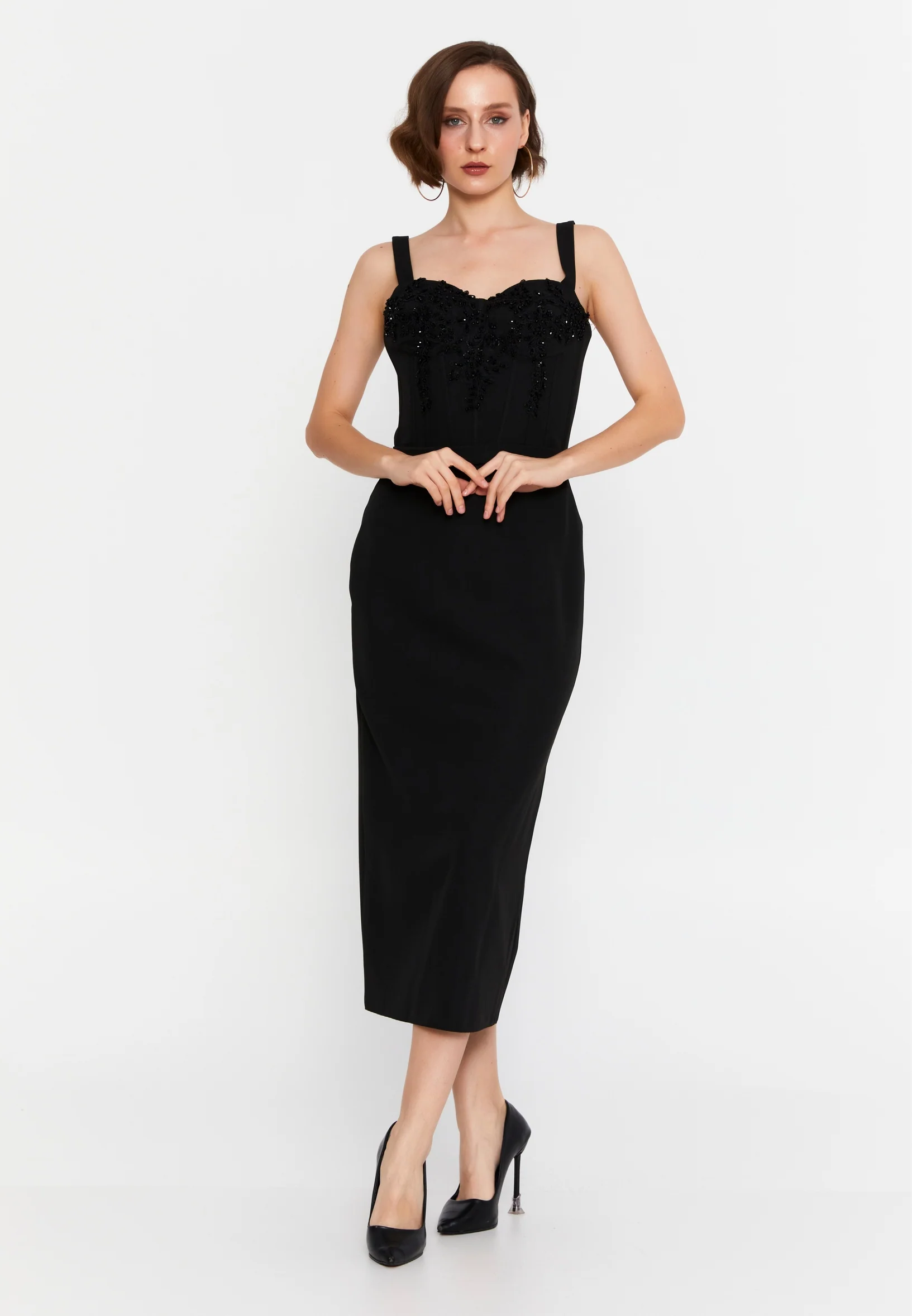 Sleeveless Midi Viscose Column Regular Evening Dress msp55139 - Image 5