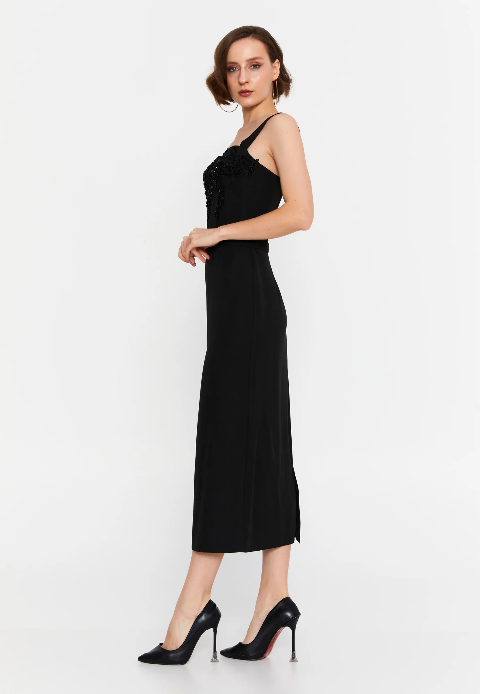 Sleeveless Midi Viscose Column Regular Evening Dress msp55139 - Image 7
