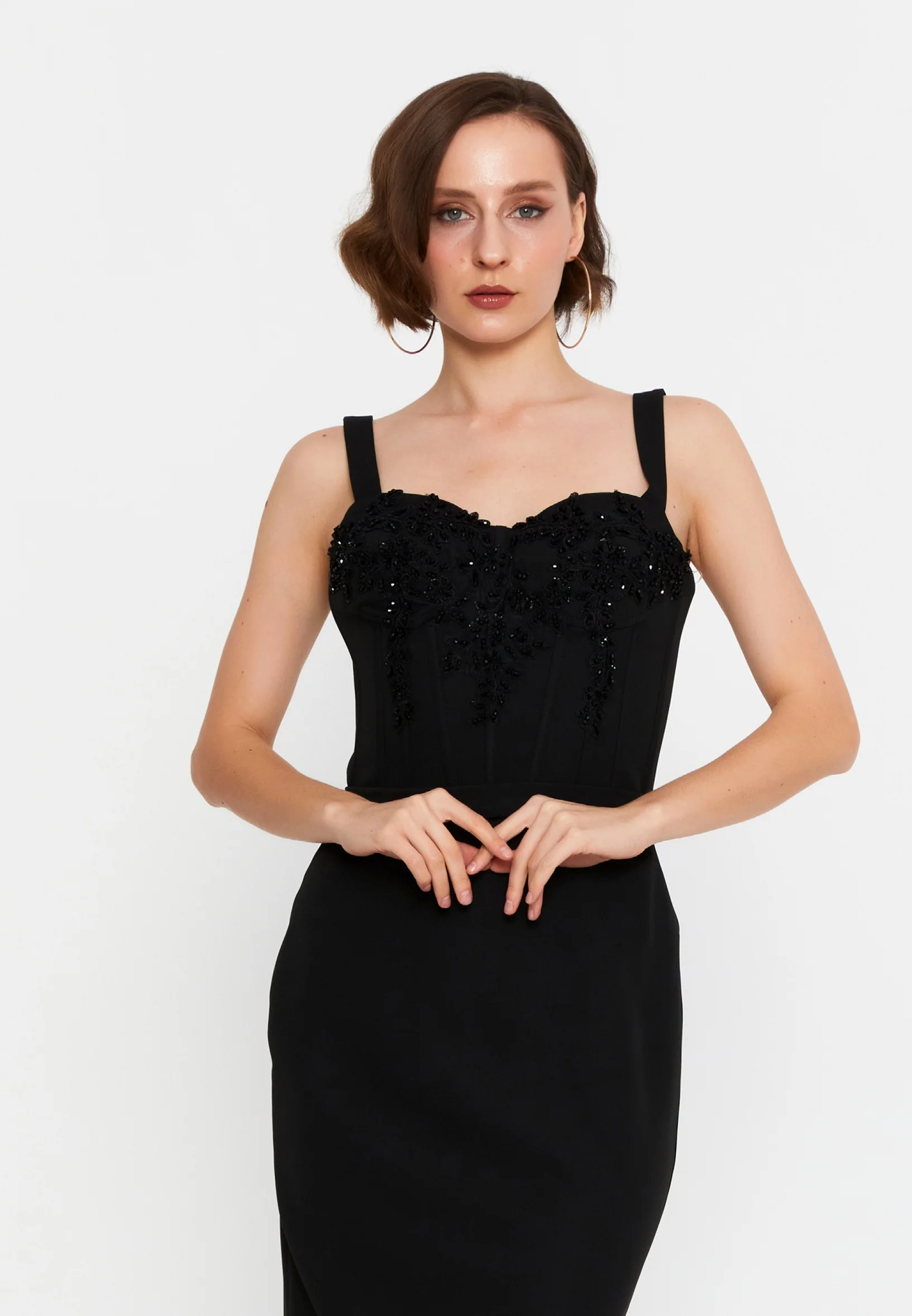 Sleeveless Midi Viscose Column Regular Evening Dress msp55139 - Image 8