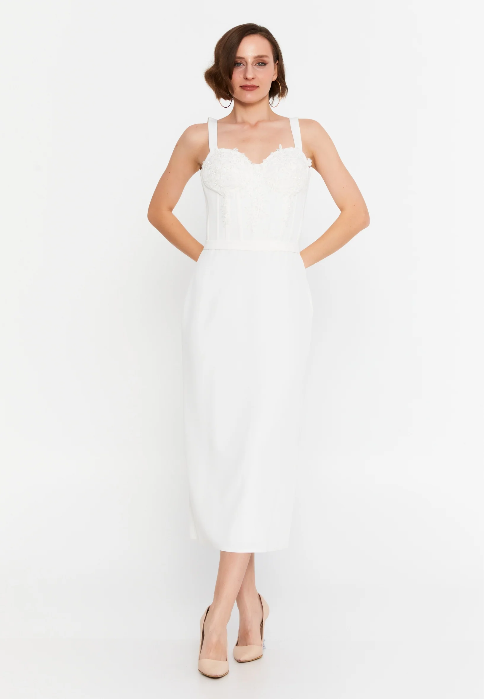 Sleeveless Midi Viscose Column Regular Evening Dress msp55139 - Image 9