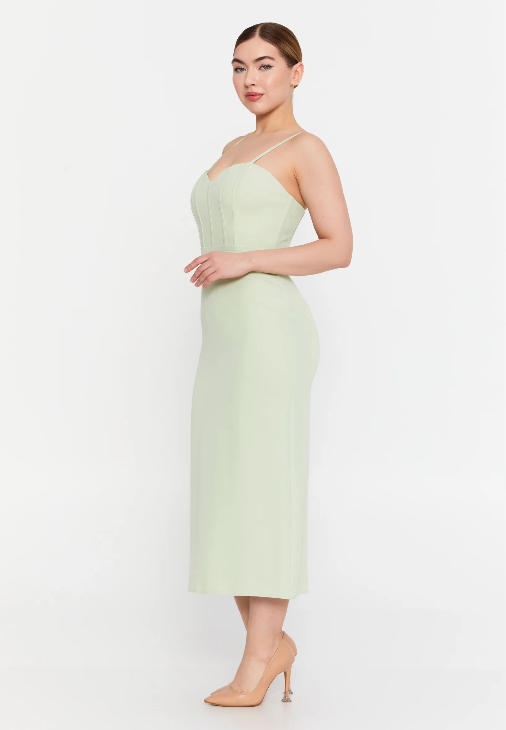 Sleeveless Midi Viscose Column Regular Evening Dress msp55234 - Image 11