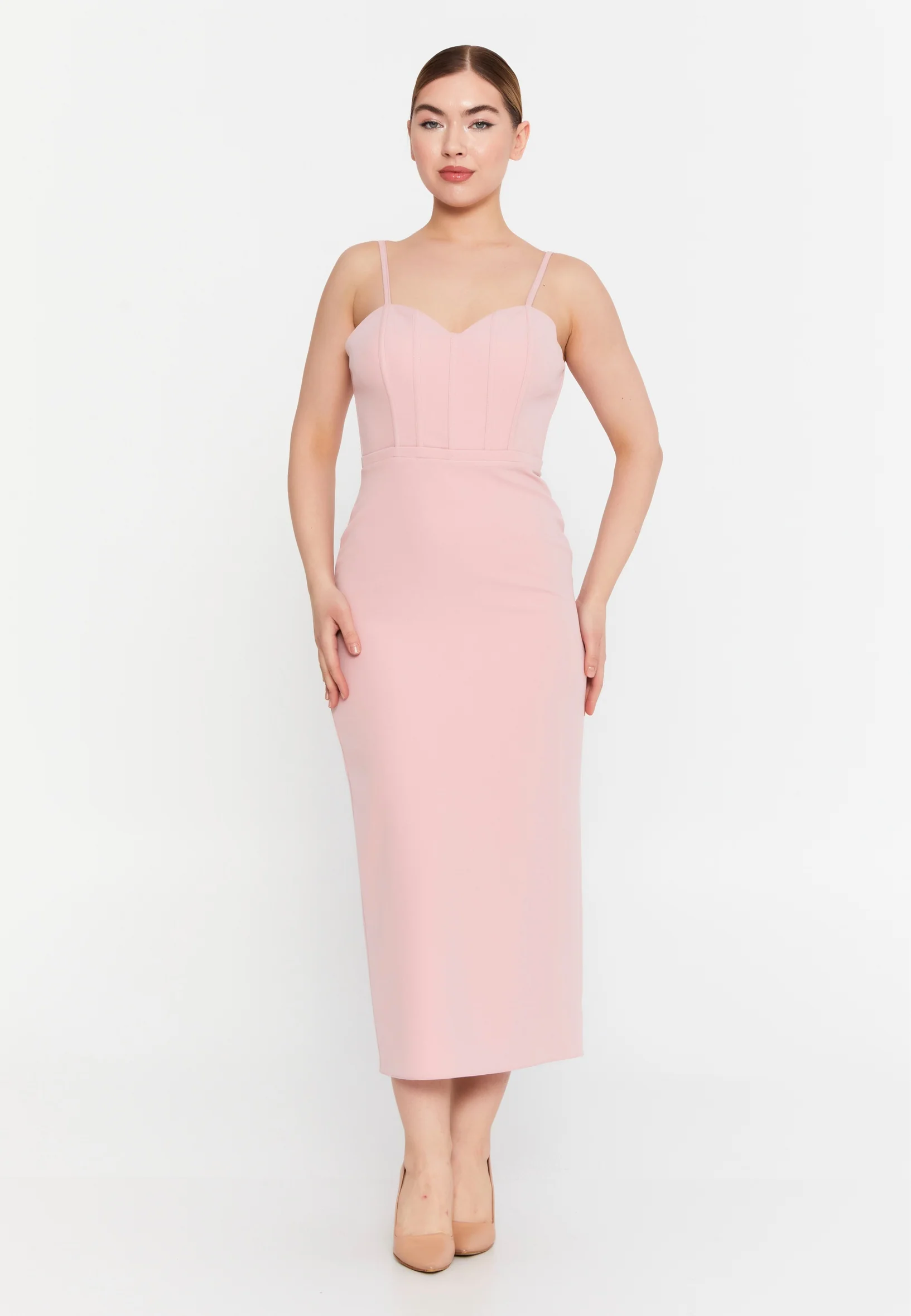 Sleeveless Midi Viscose Column Regular Evening Dress msp55234 - Image 13