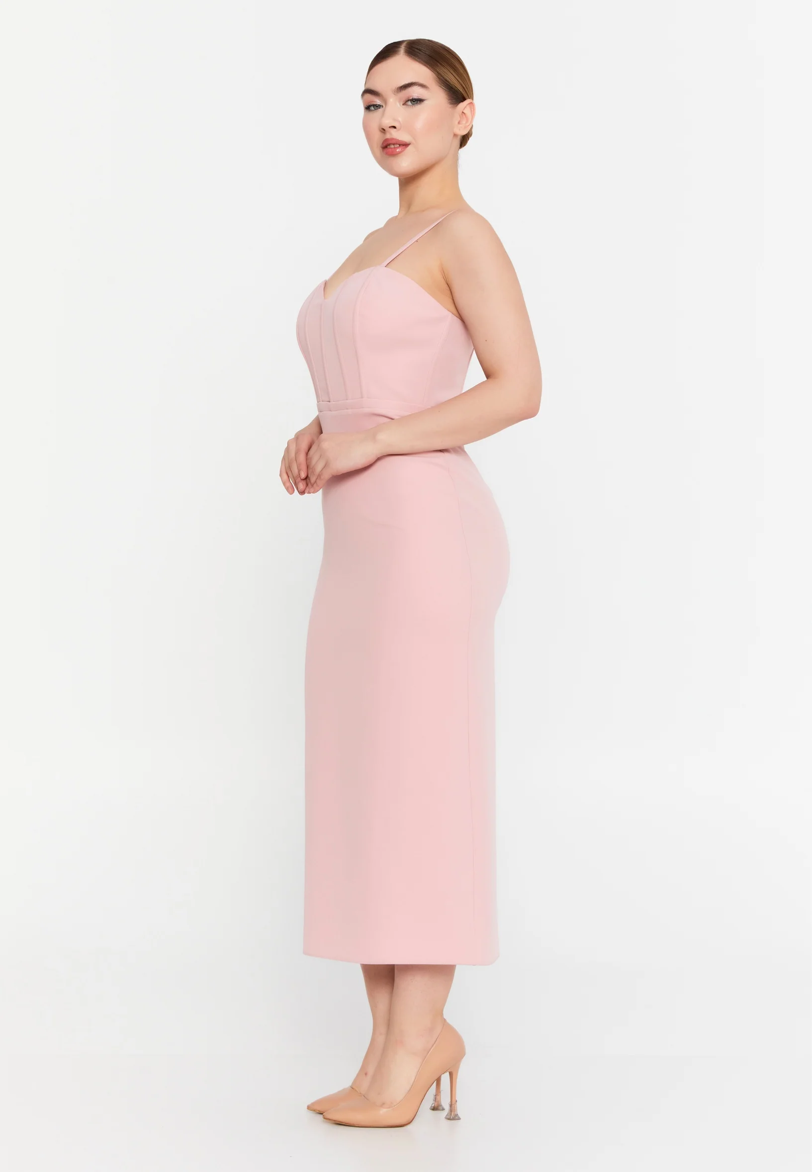 Sleeveless Midi Viscose Column Regular Evening Dress msp55234 - Image 15