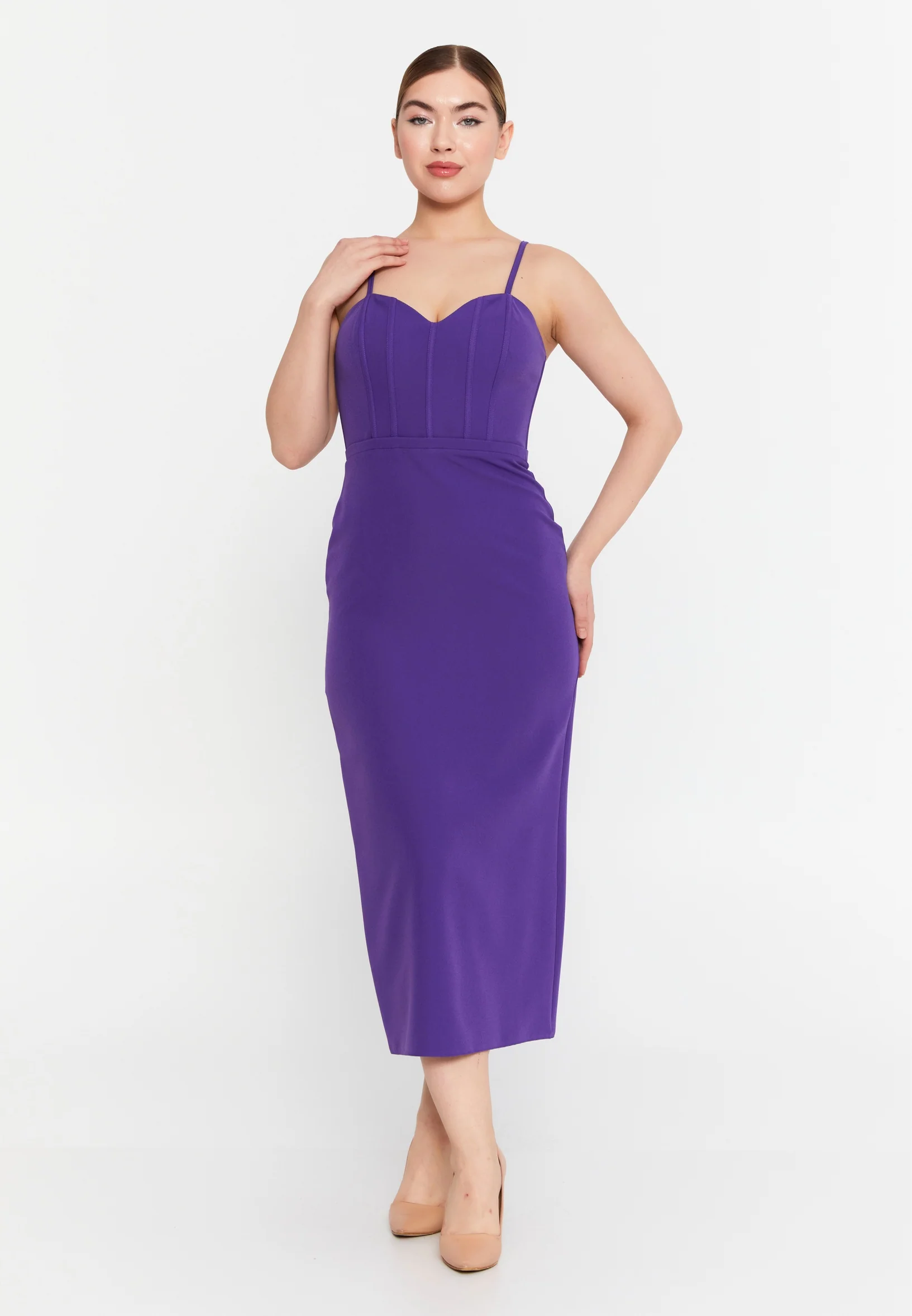 Sleeveless Midi Viscose Column Regular Evening Dress msp55234 - Image 17